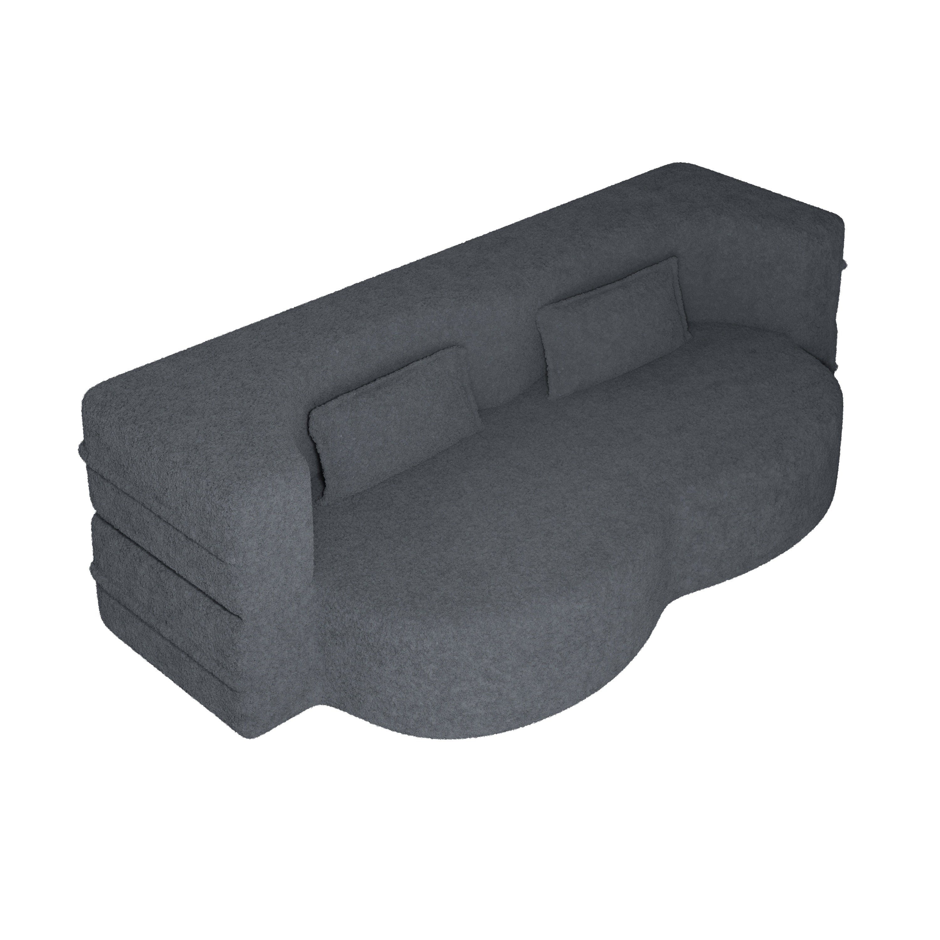 Walker Edison | Convertible Modern Teddy Floor Full Size Sofa Bed with Pillows