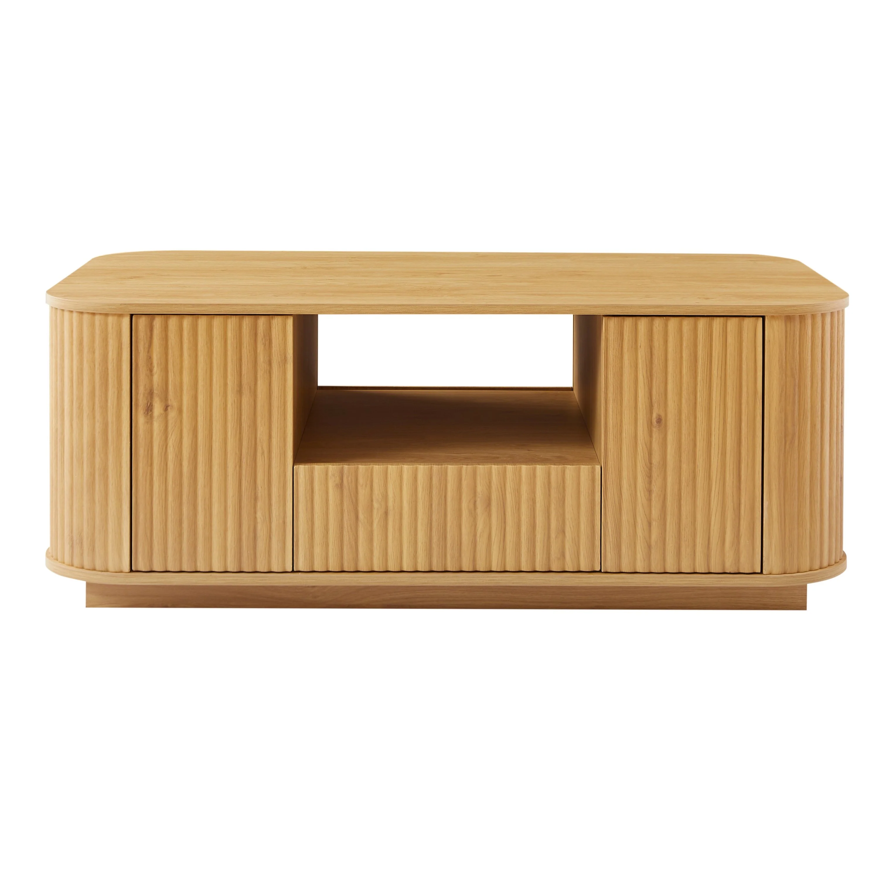 Walker Edison | Reeded Modern Curve Design Storage Coffee Table