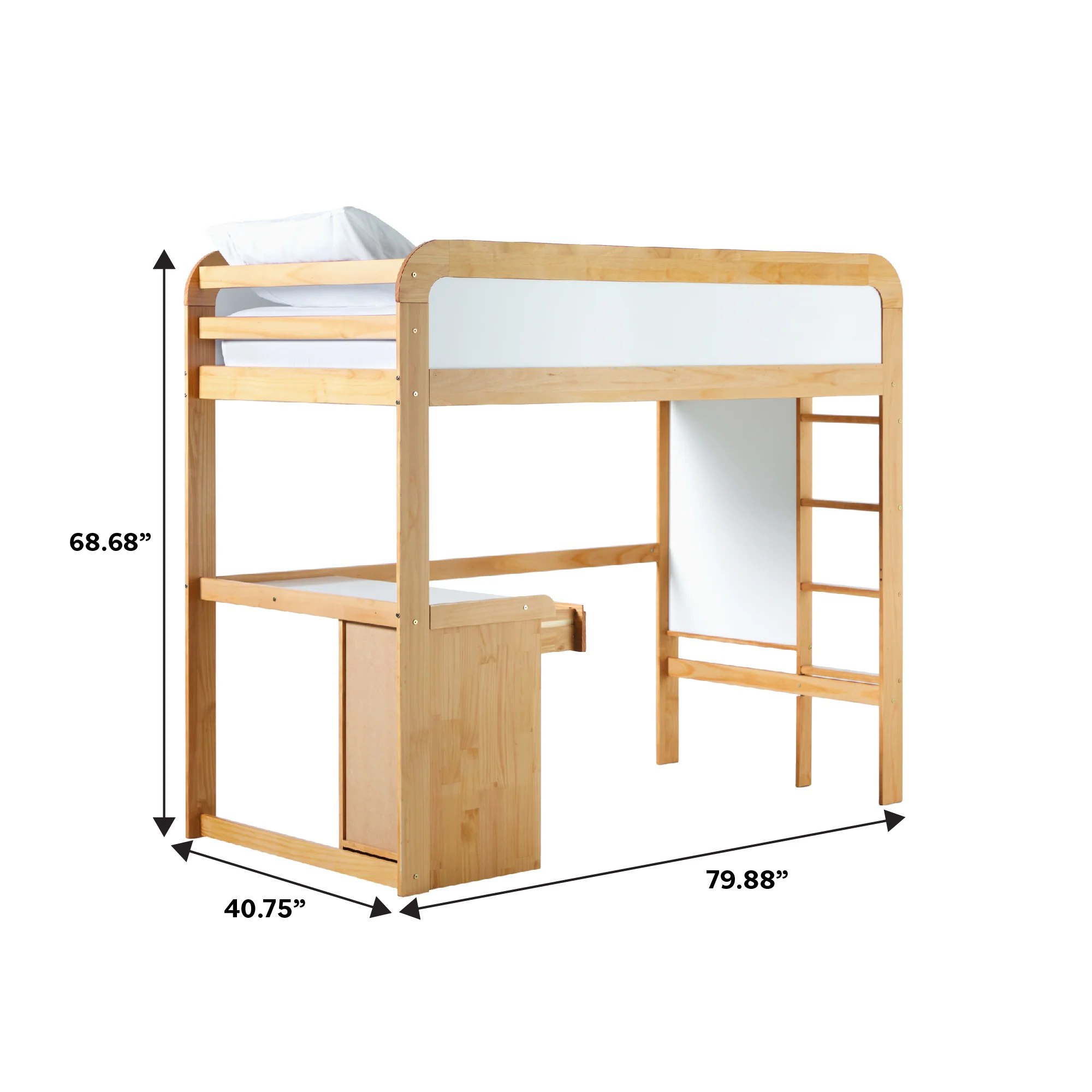 Adyn Contemporary Twin Loft Bunk Bed with Desk