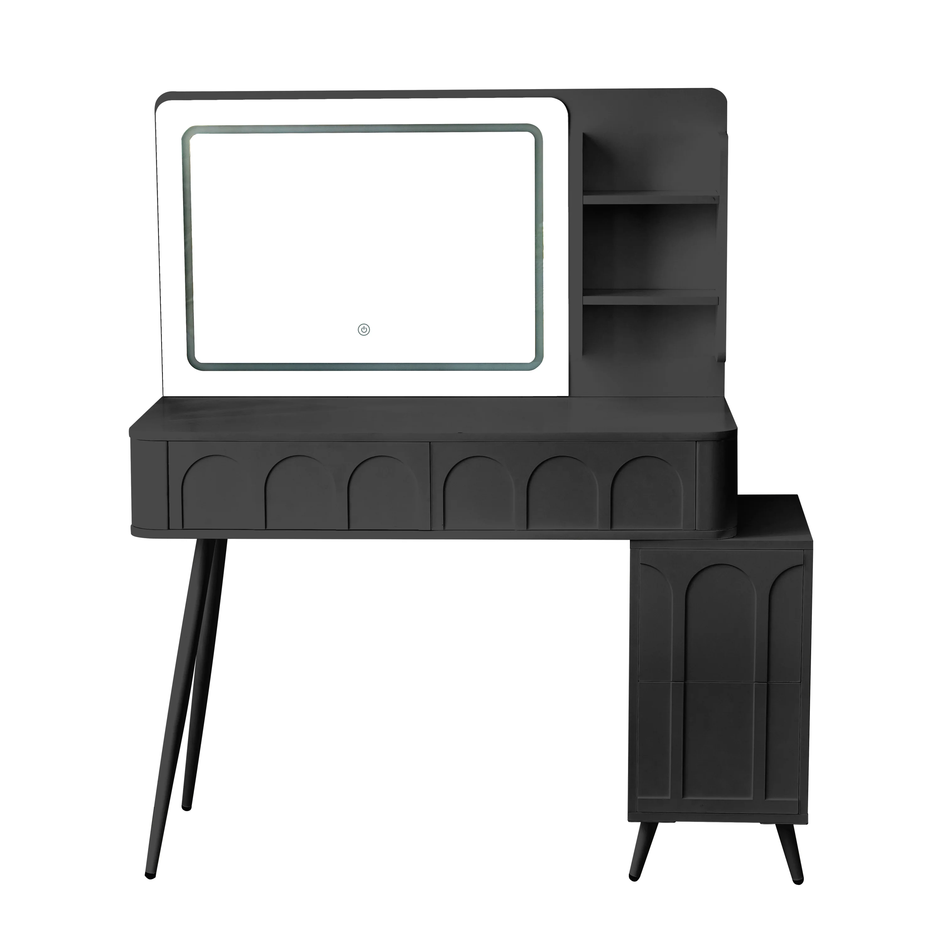 Walker Edison | Modern Makeup Vanity Desk with LED Lights & Mirror