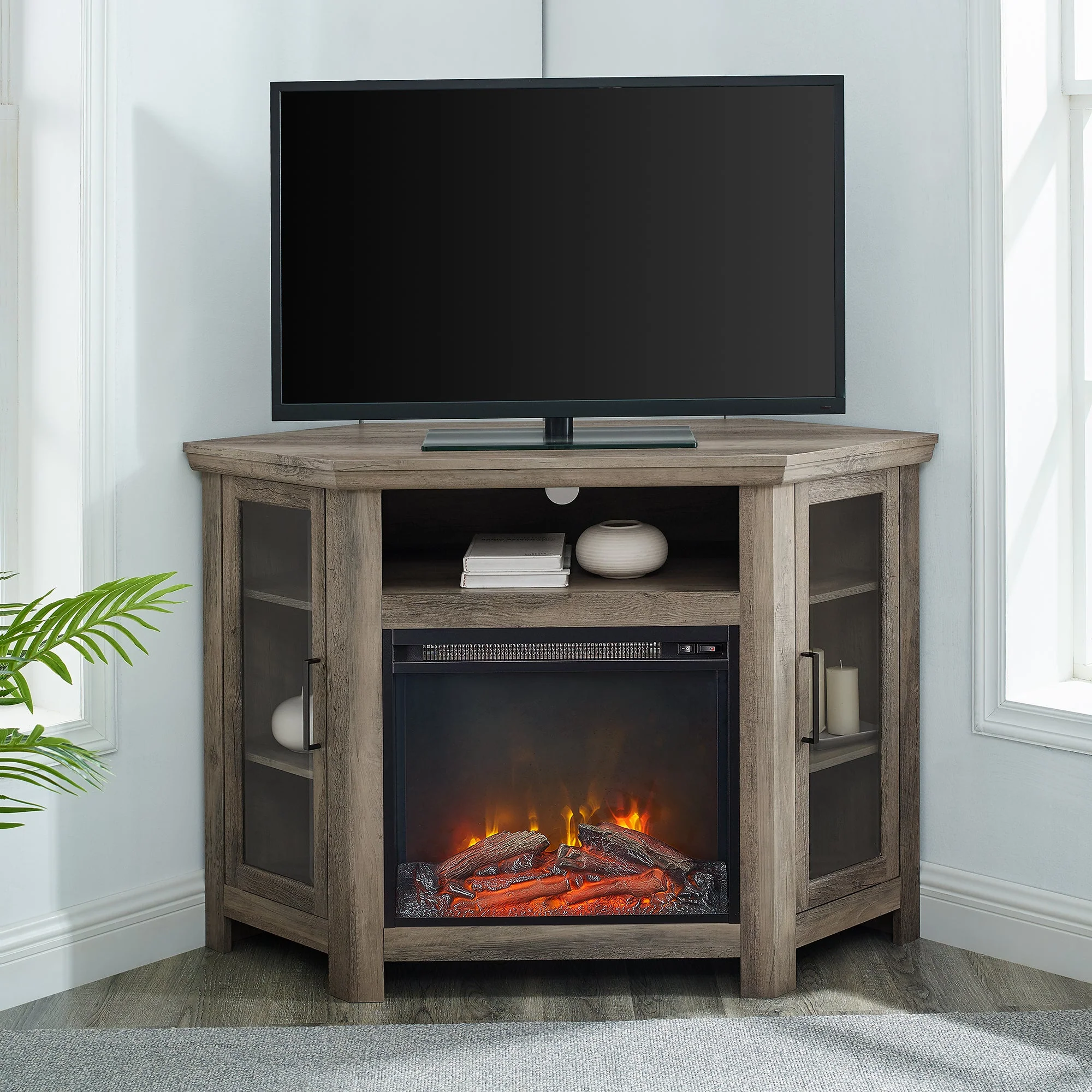 Barn 48 Wood Corner Fireplace TV Stand