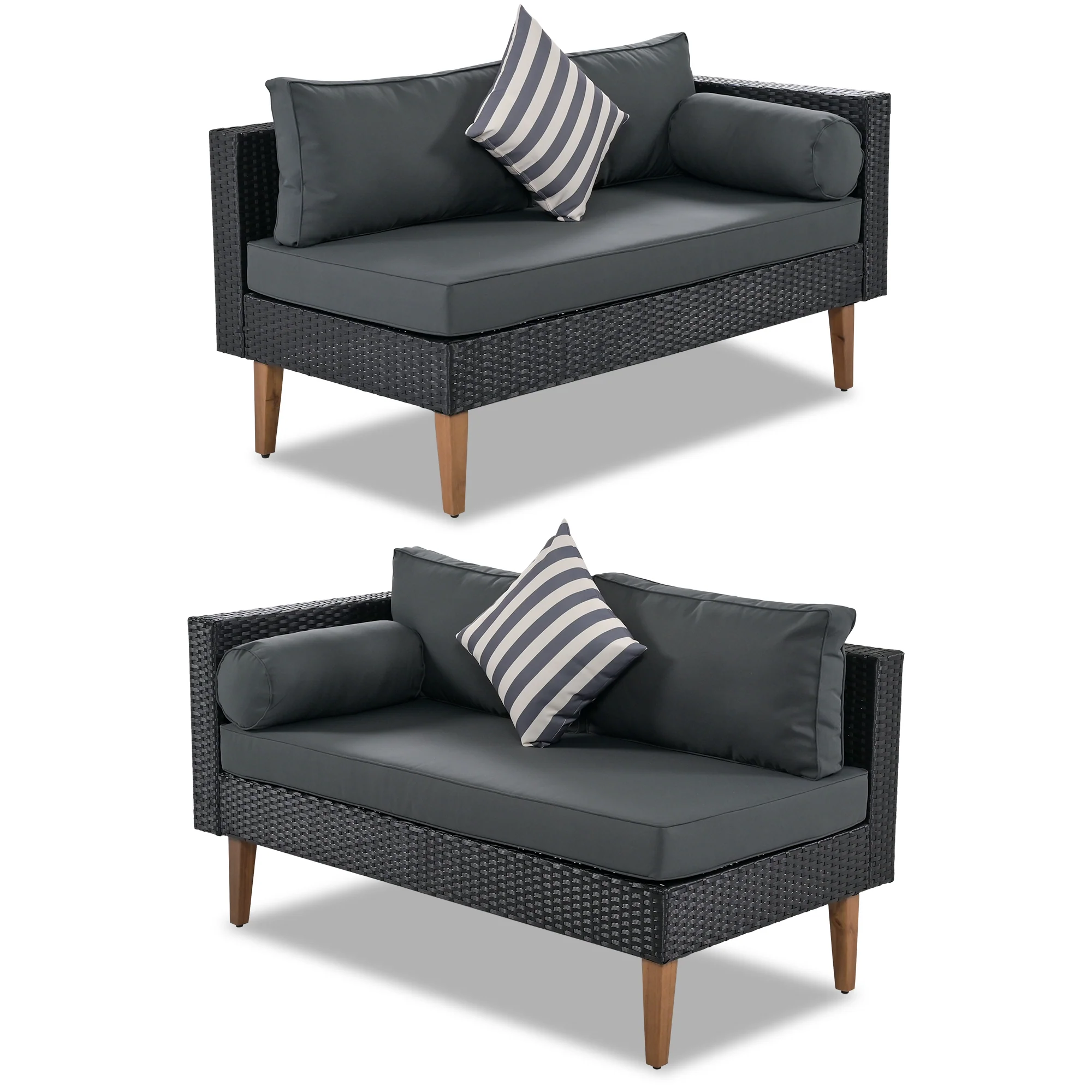 Walker Edison | Black 4-pieces Outdoor Wicker Sofa Set