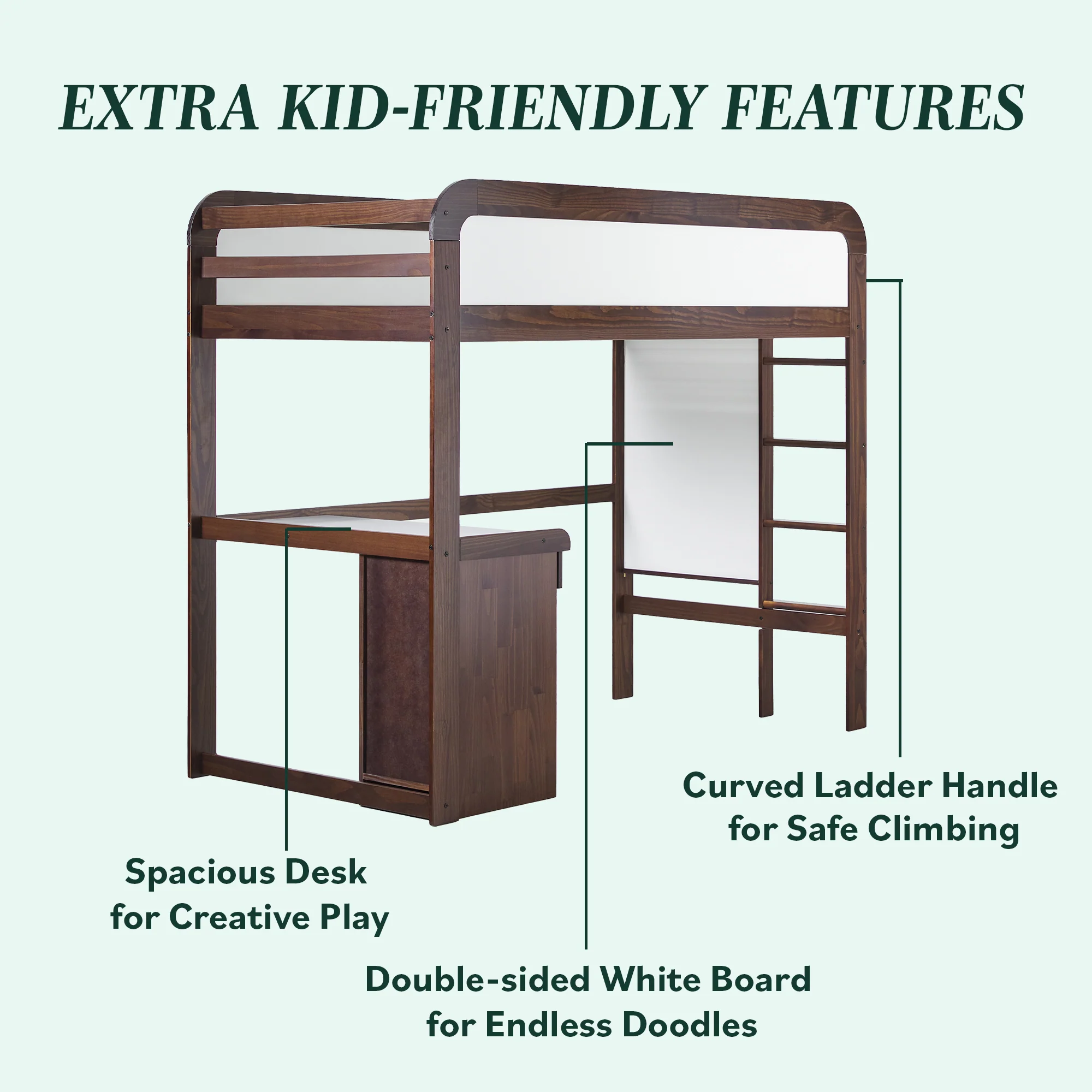 Adyn Contemporary Twin Loft Bunk Bed with Desk