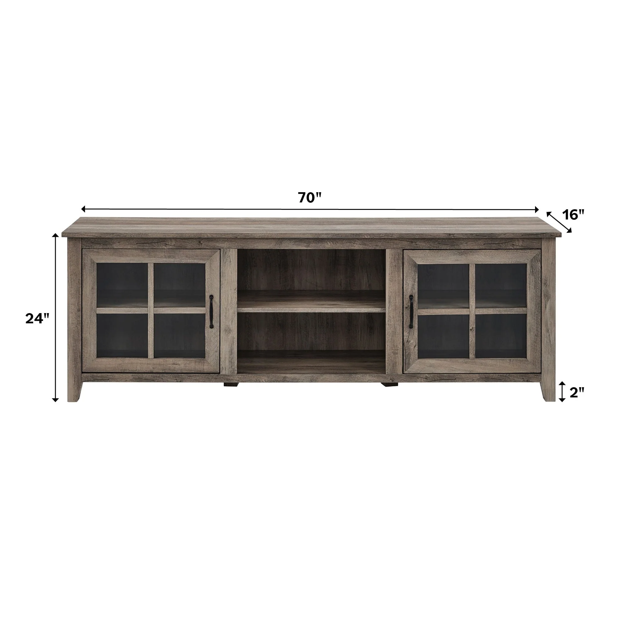 Farmhouse 70 Simple Window Pane 2 Door Wood TV Stand
