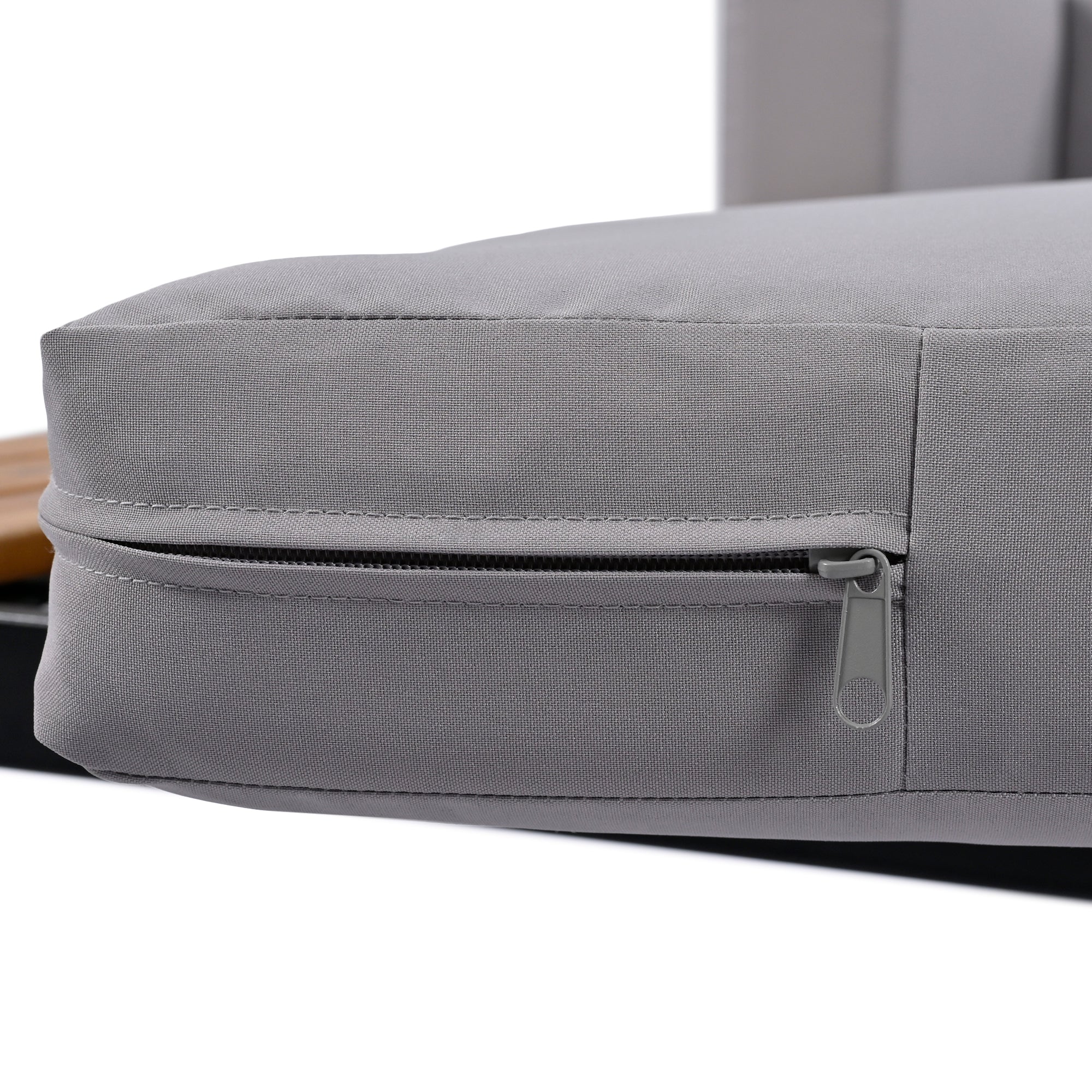 Walker Edison | Modern Outdoor Patio Daybed with Wood Topped Side Tables