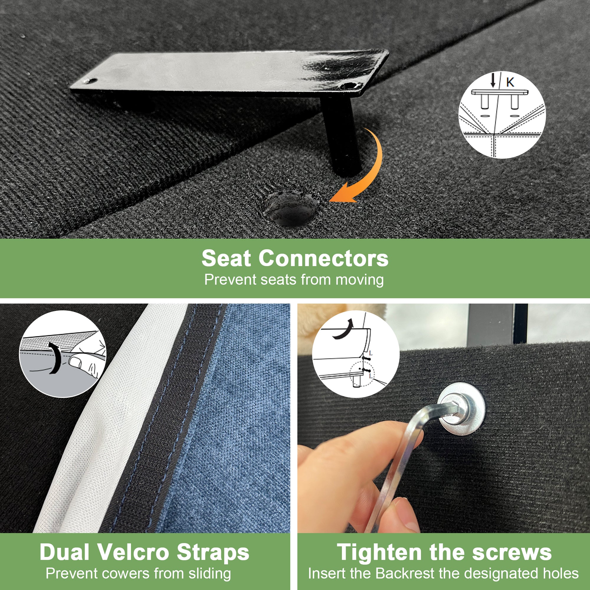 Walker Edison | Deep Seat Blue Slipcovered Loveseat Sofa with Two Ottomans