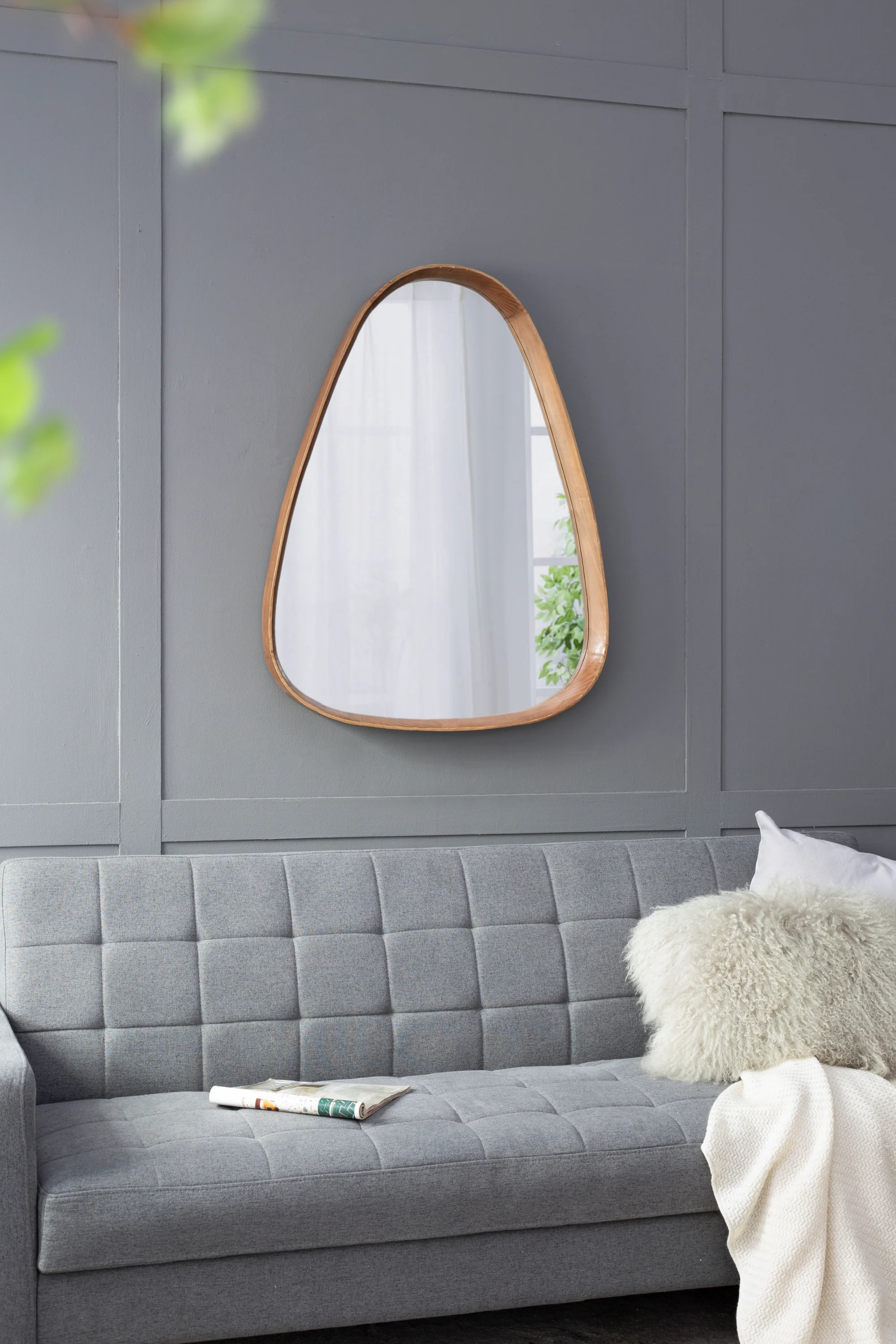 Walker Edison | Curve Design Wood Mirror
