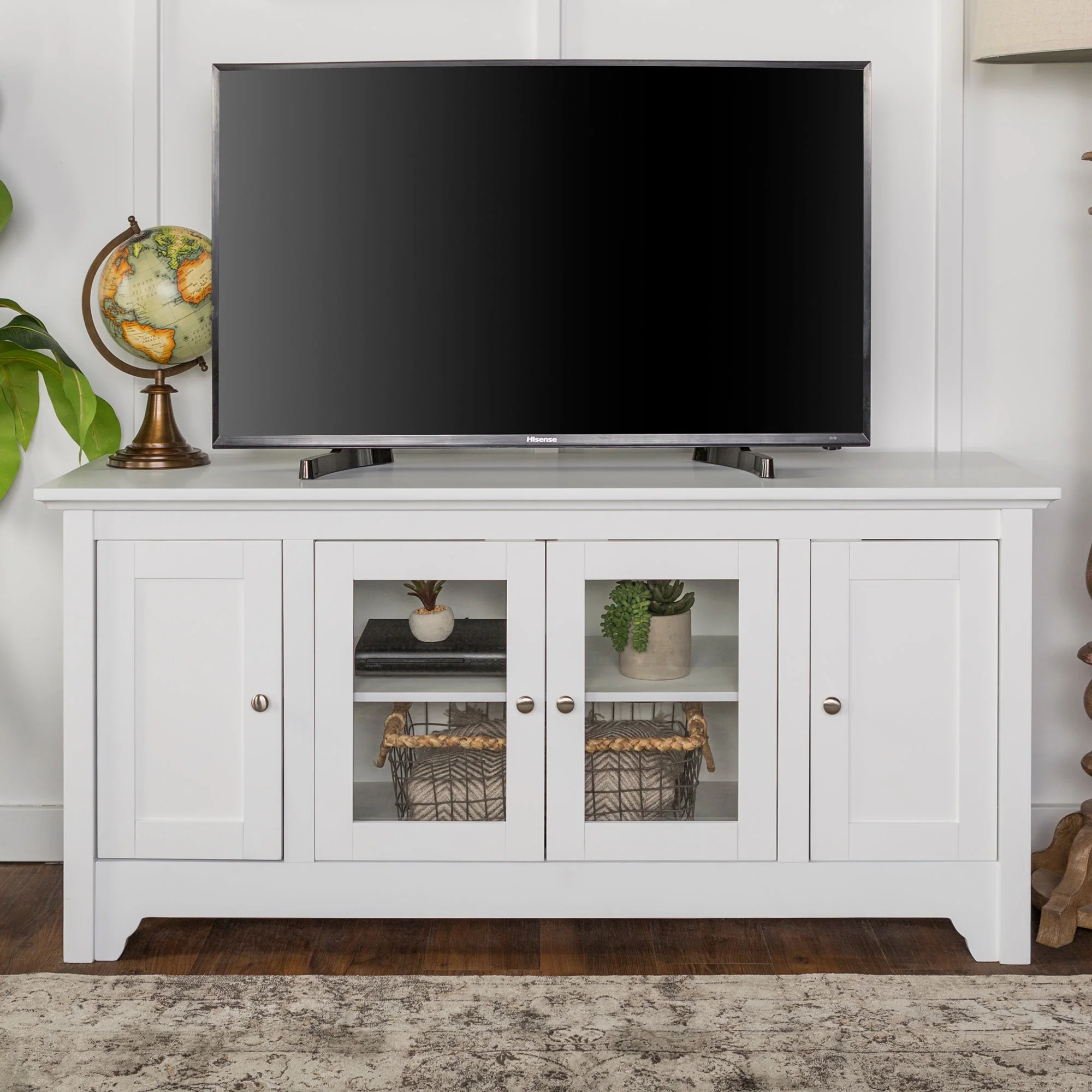 Carver 52 Transitional Wood Glass TV Stand