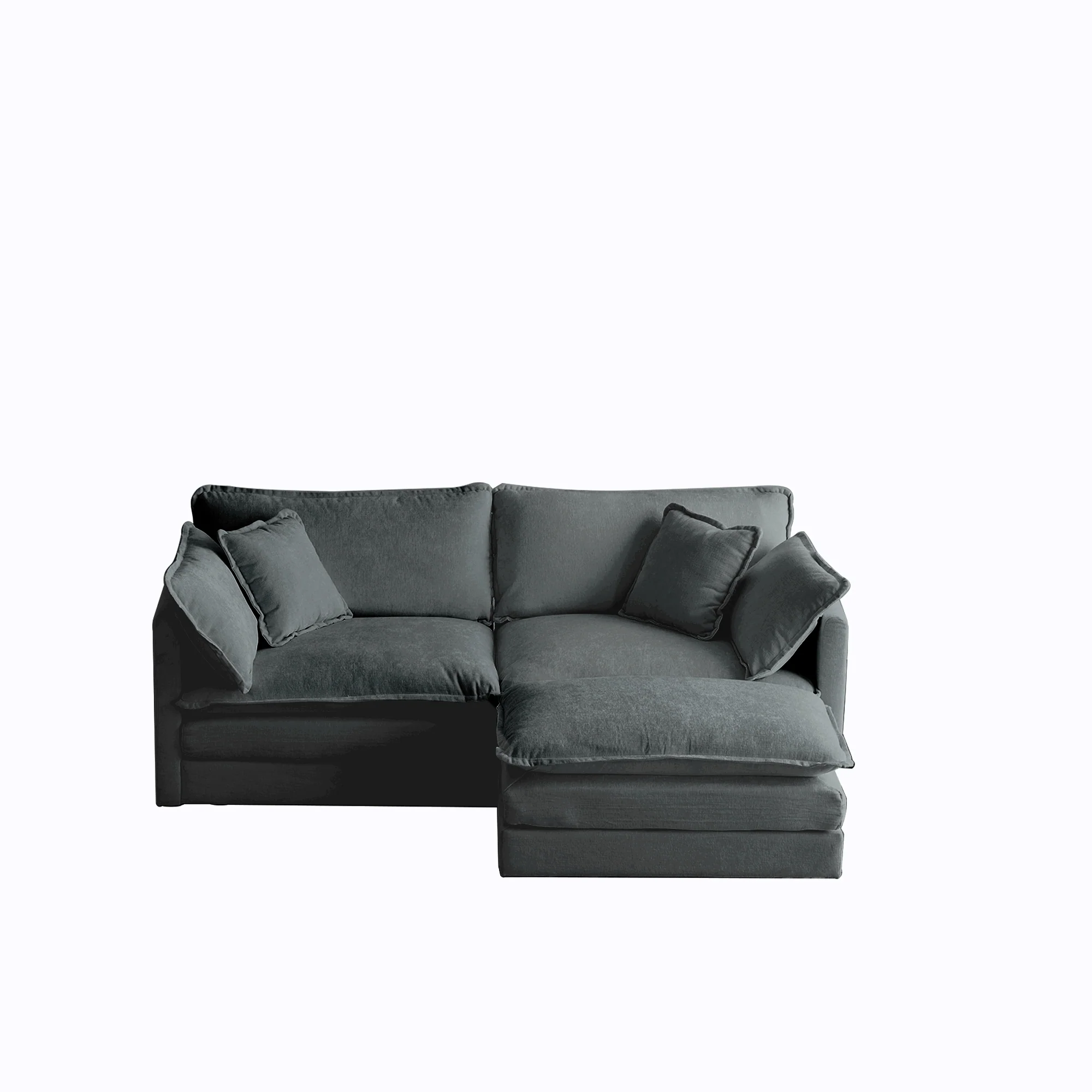 Walker Edison | Chenille Two-Seater Sofa with Ottoman