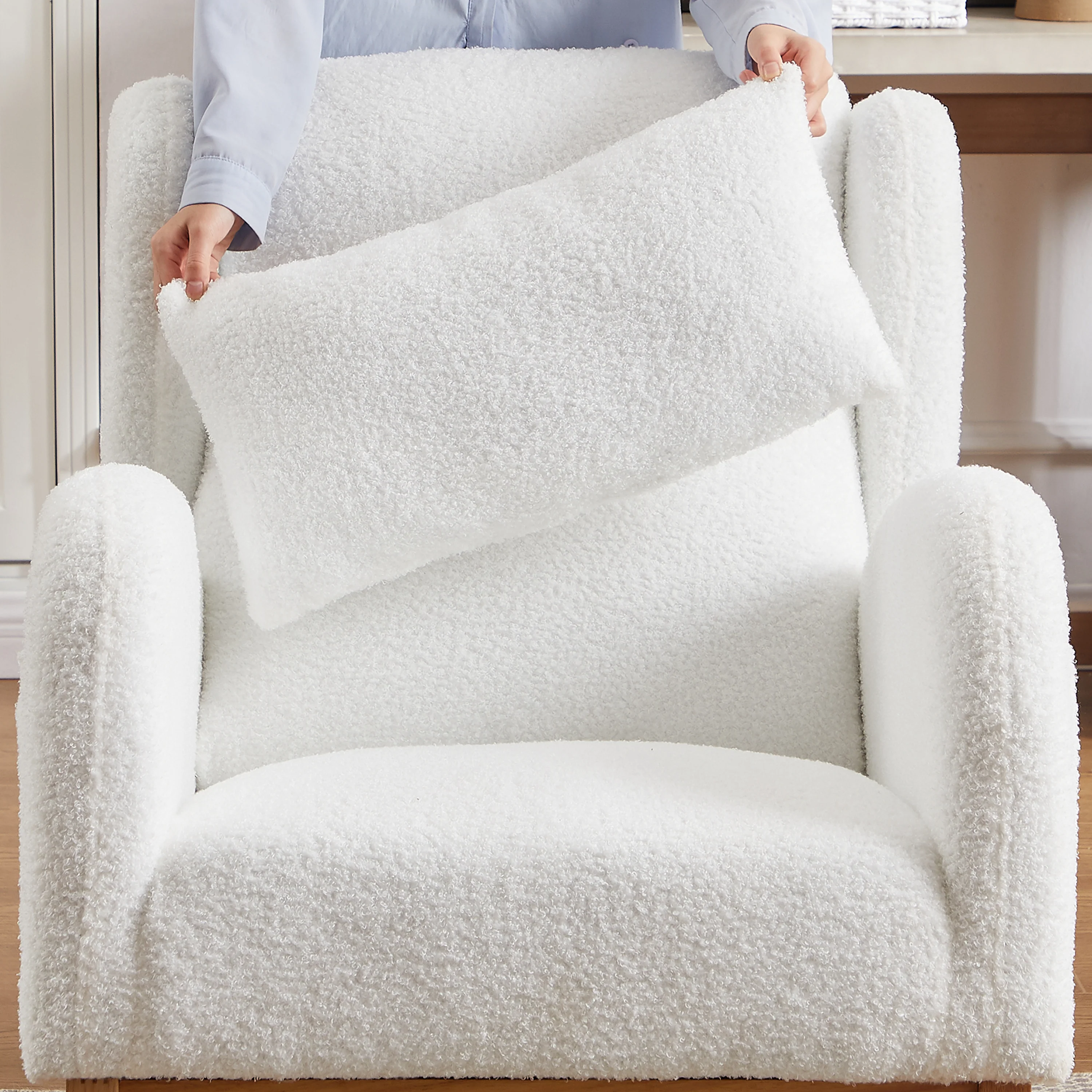 Walker Edison | Modern Boucle Lounge Arm Rocking Chair