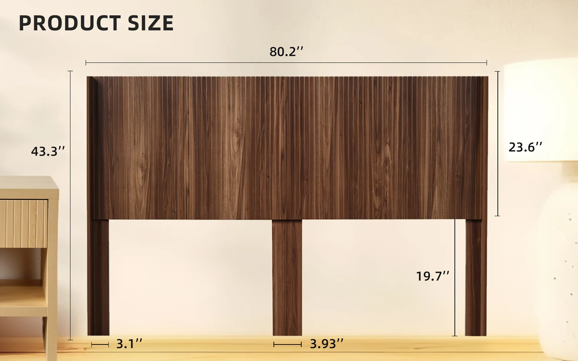 Walker Edison | Fluted Design Modern Farmhouse King Headboard Only