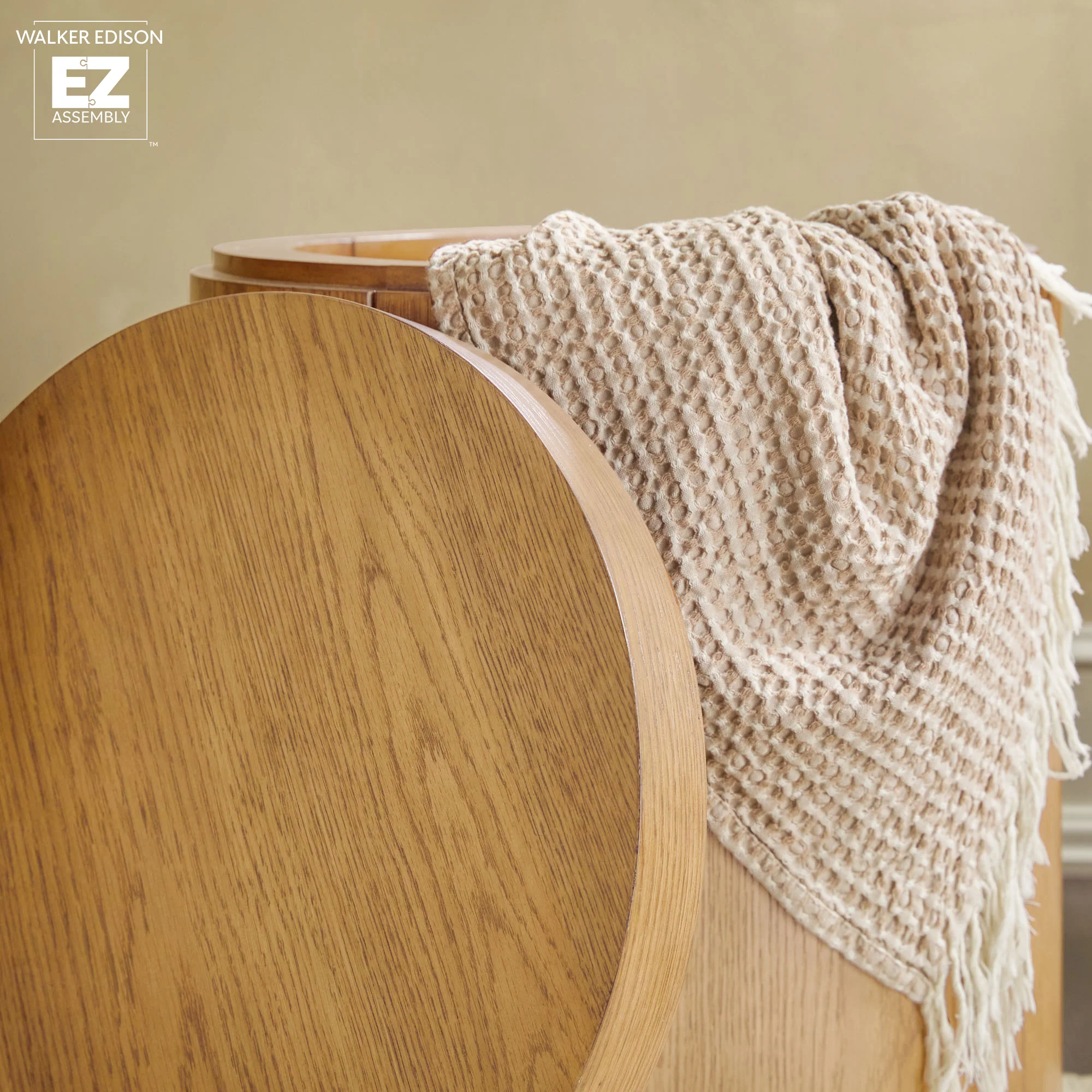 Maya 18 Modern Easy Assembly Round Oak Wood Veneer Side Table with Storage