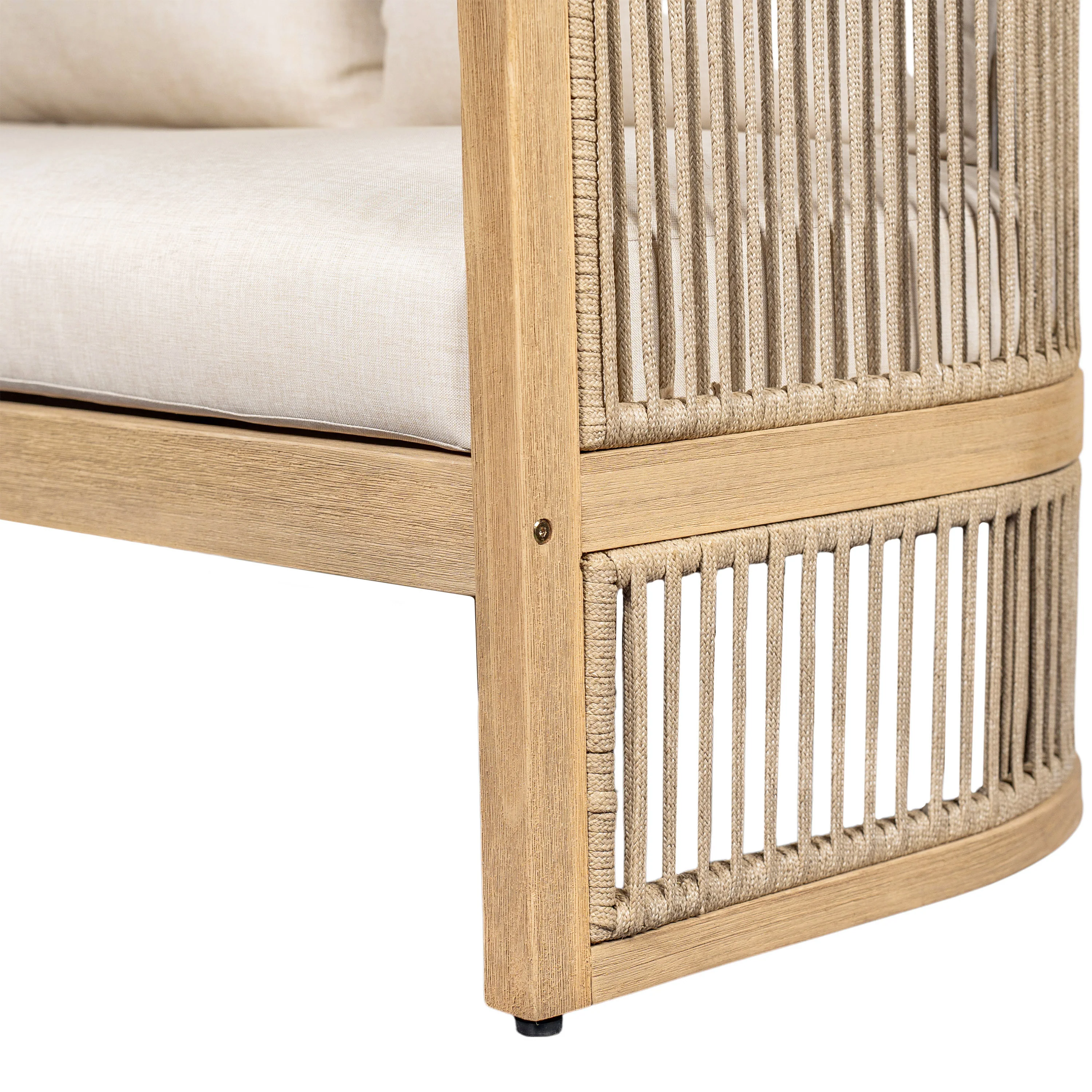 Walker Edison | 54.4'' Outdoor Acacia Wood Loveseat with Cushions