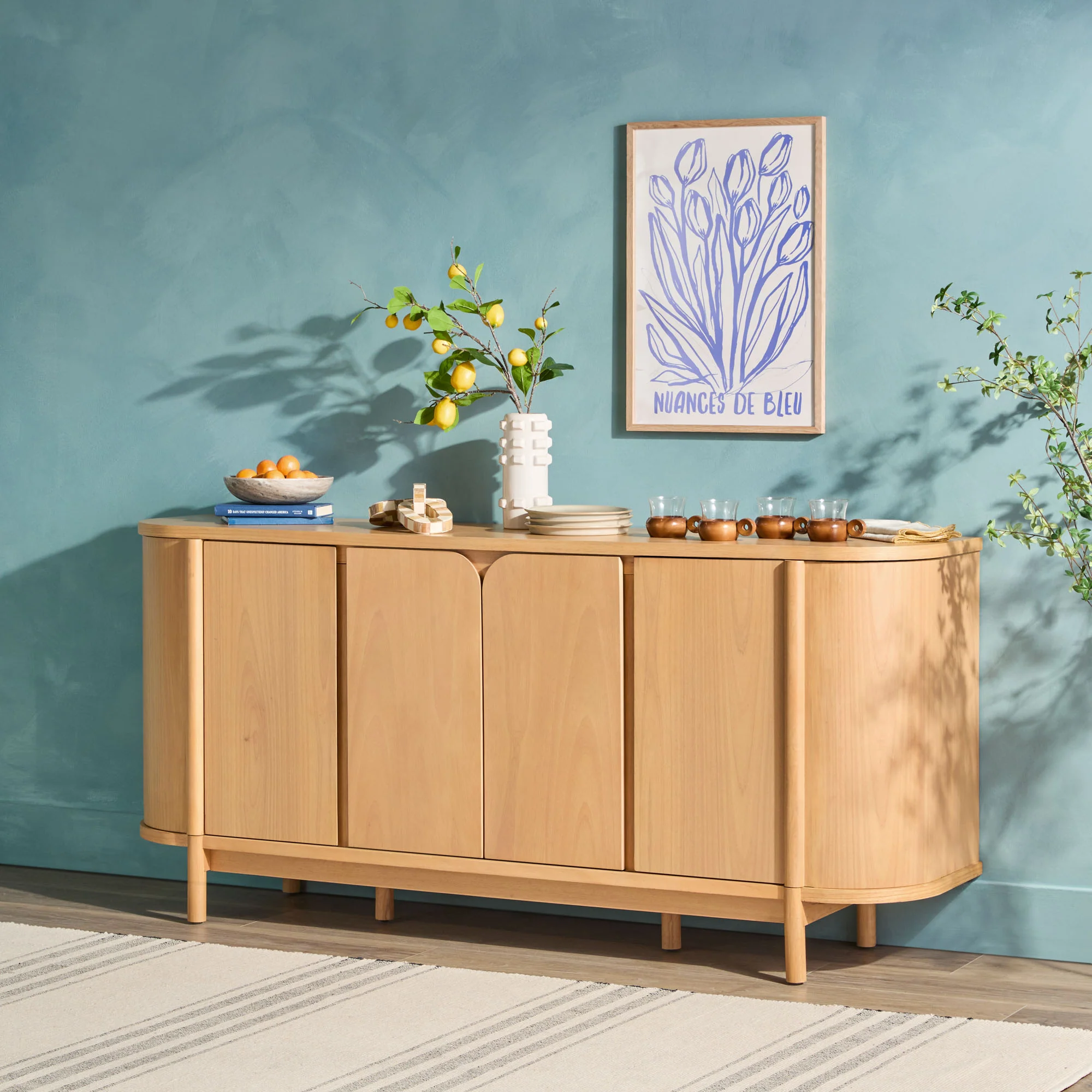 Ezra 70 Modern Curved Sideboard Cabinet