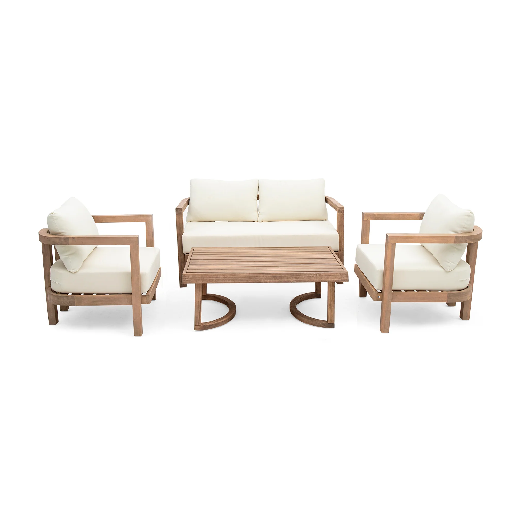 Walker Edison | 4-Pieces Acacia Wood Patio Furniture Set