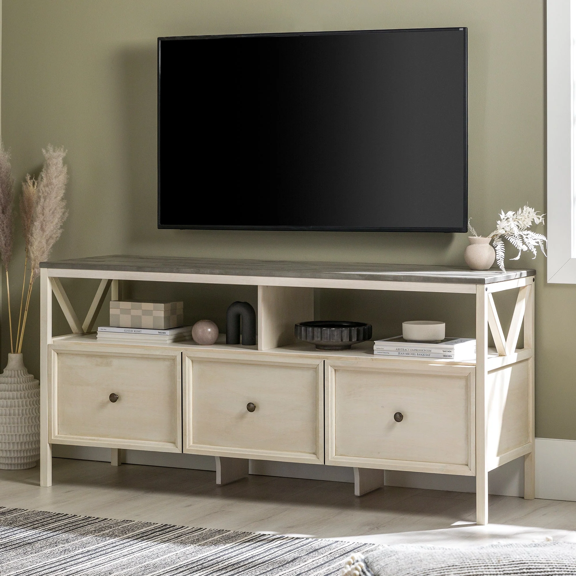 60 Distressed 3-Drawer TV Console