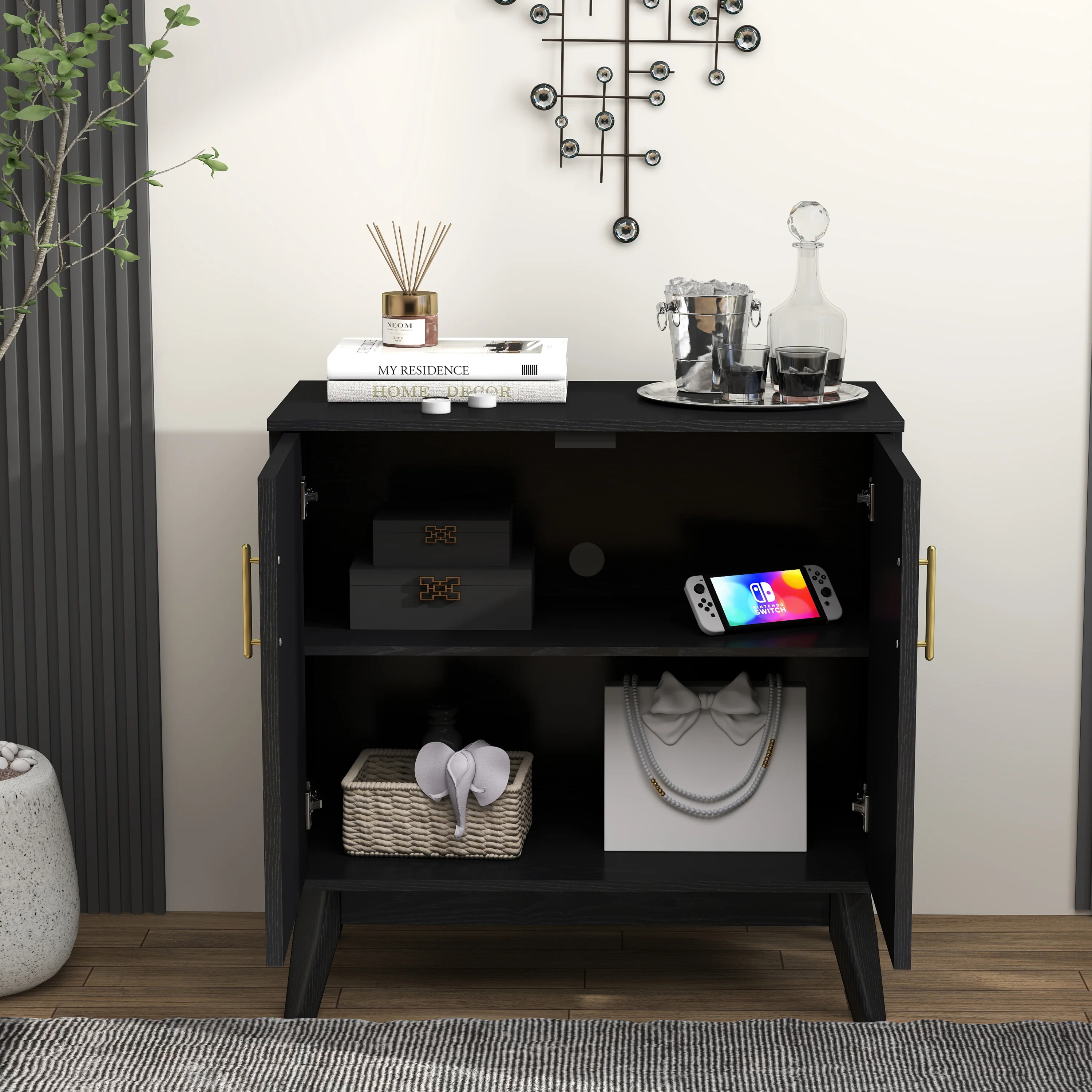 Walker Edison | Mid-Century Modern Fluted Accent Cabinet