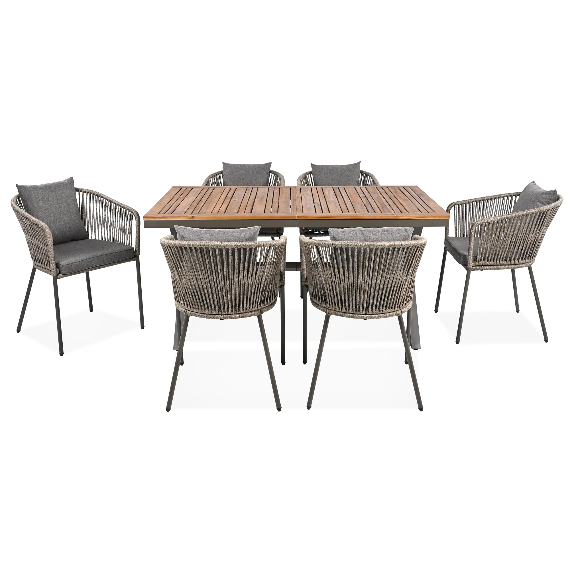 Walker Edison | Rope Modern Design 7 Piece Patio Dining Set