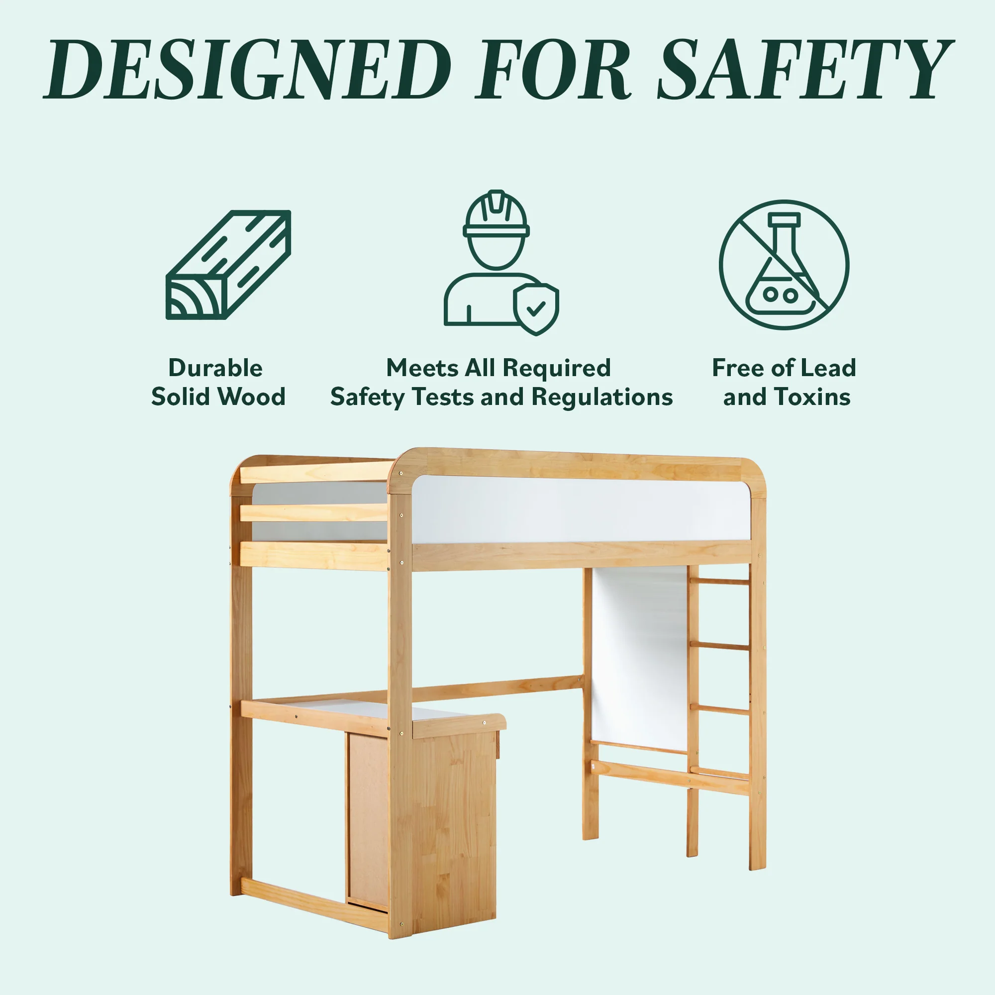 Adyn Contemporary Twin Loft Bunk Bed with Desk