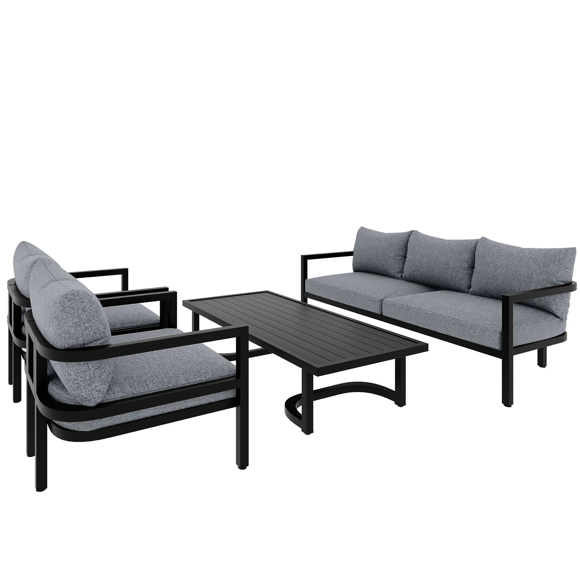 Walker Edison | Outdoor Patio Steel 4 Piece Sofa Set