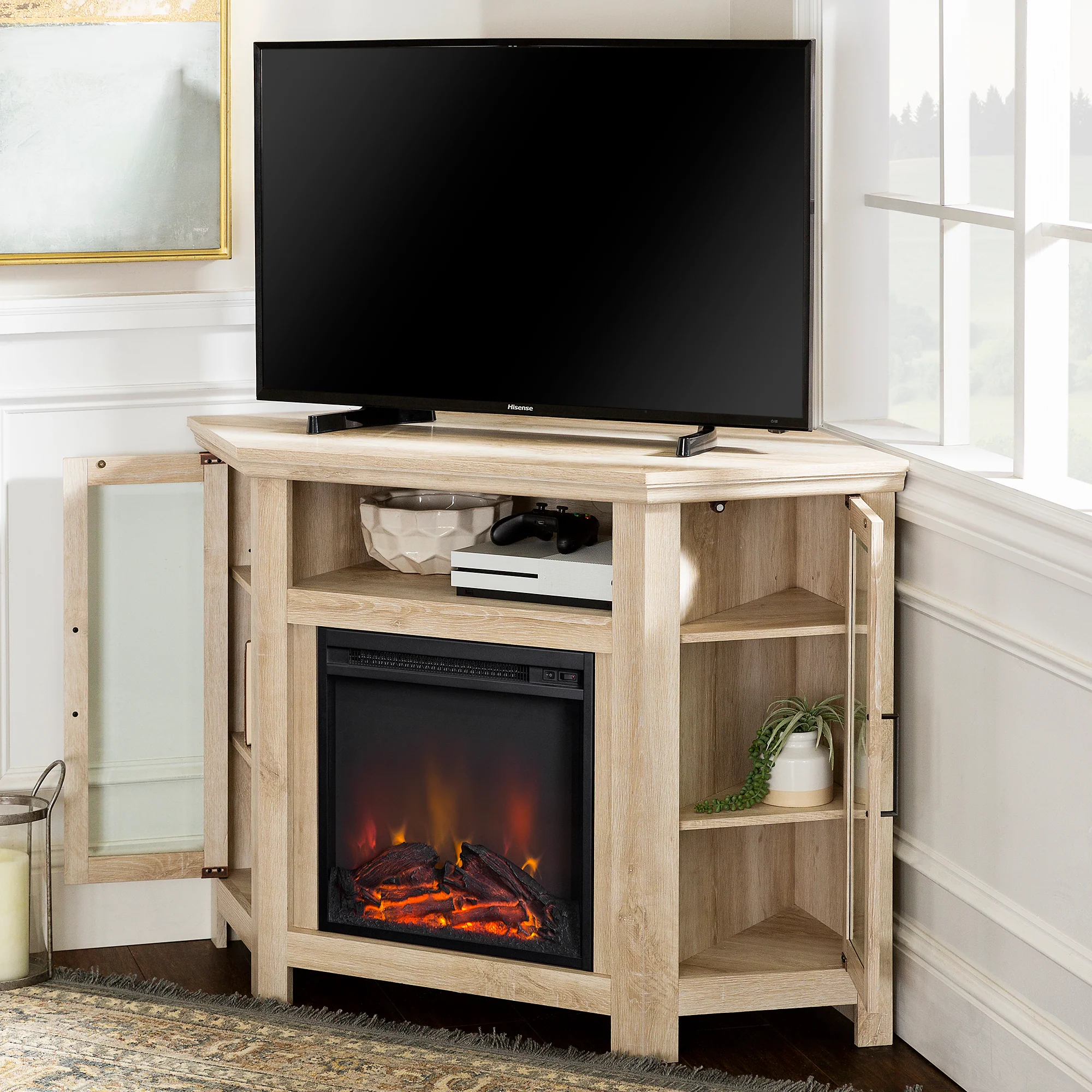 Barn 48 Wood Corner Fireplace TV Stand