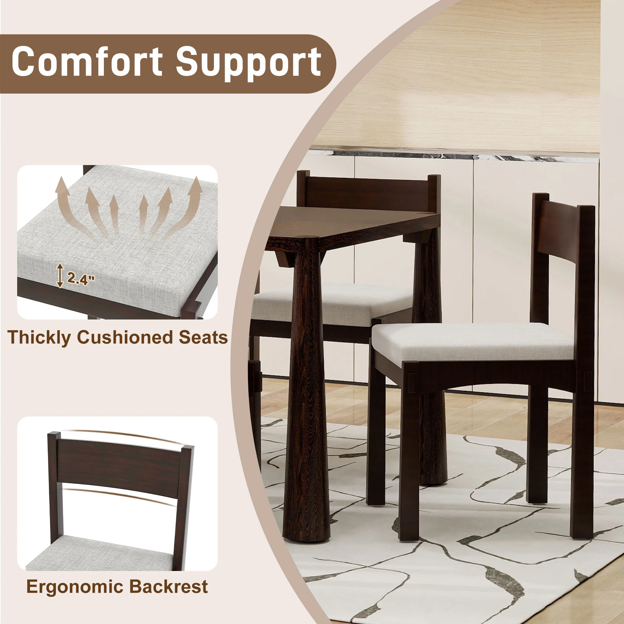 Walker Edison | Classic Modern 7-Piece Dining Table Set for 6