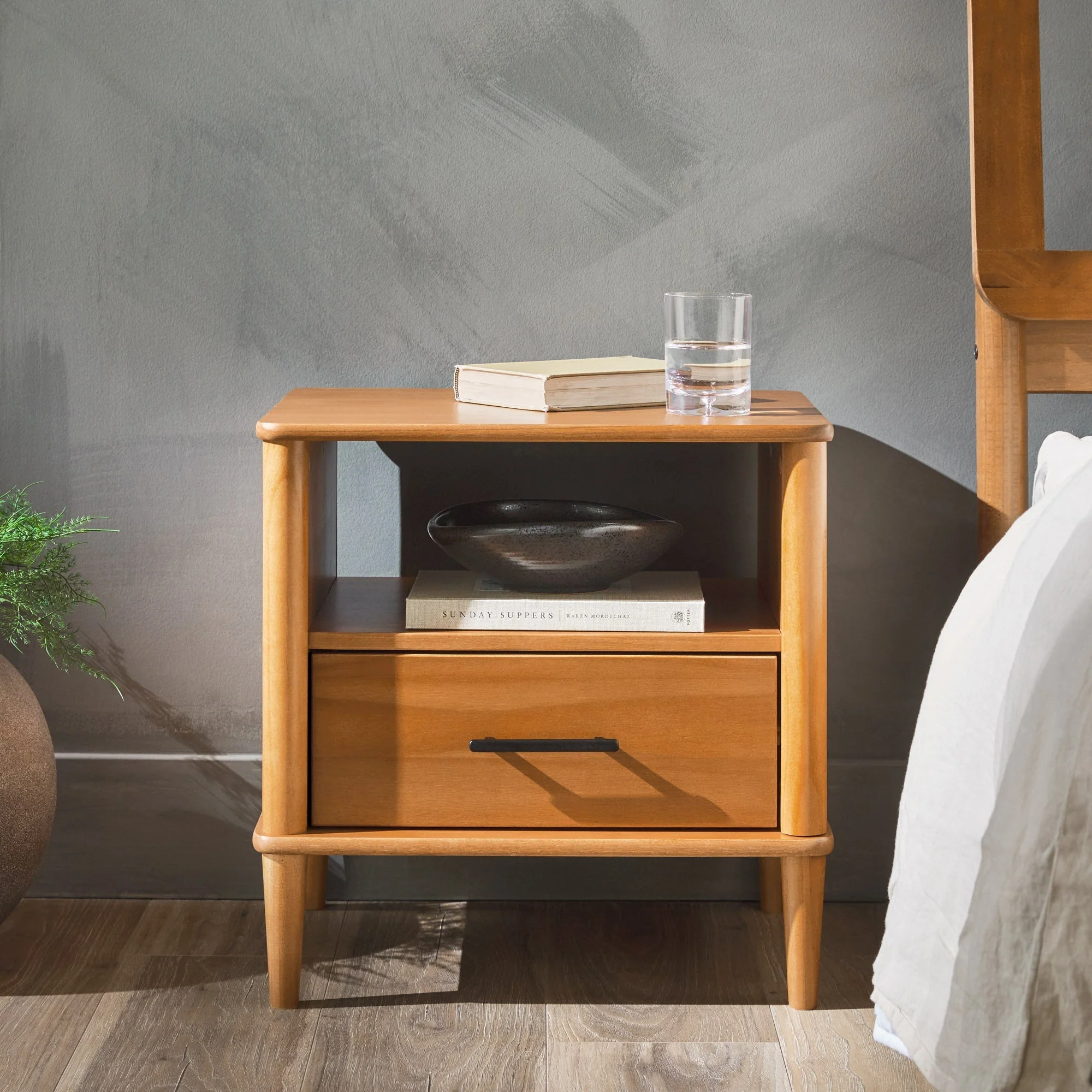 Walker Edison Spindle Transitional 1-Drawer Nightstand