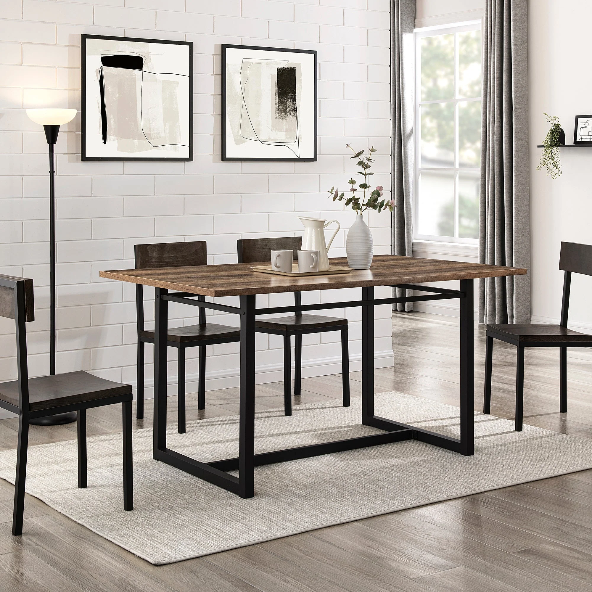 60 Contemporary Wood and Metal Dining Table