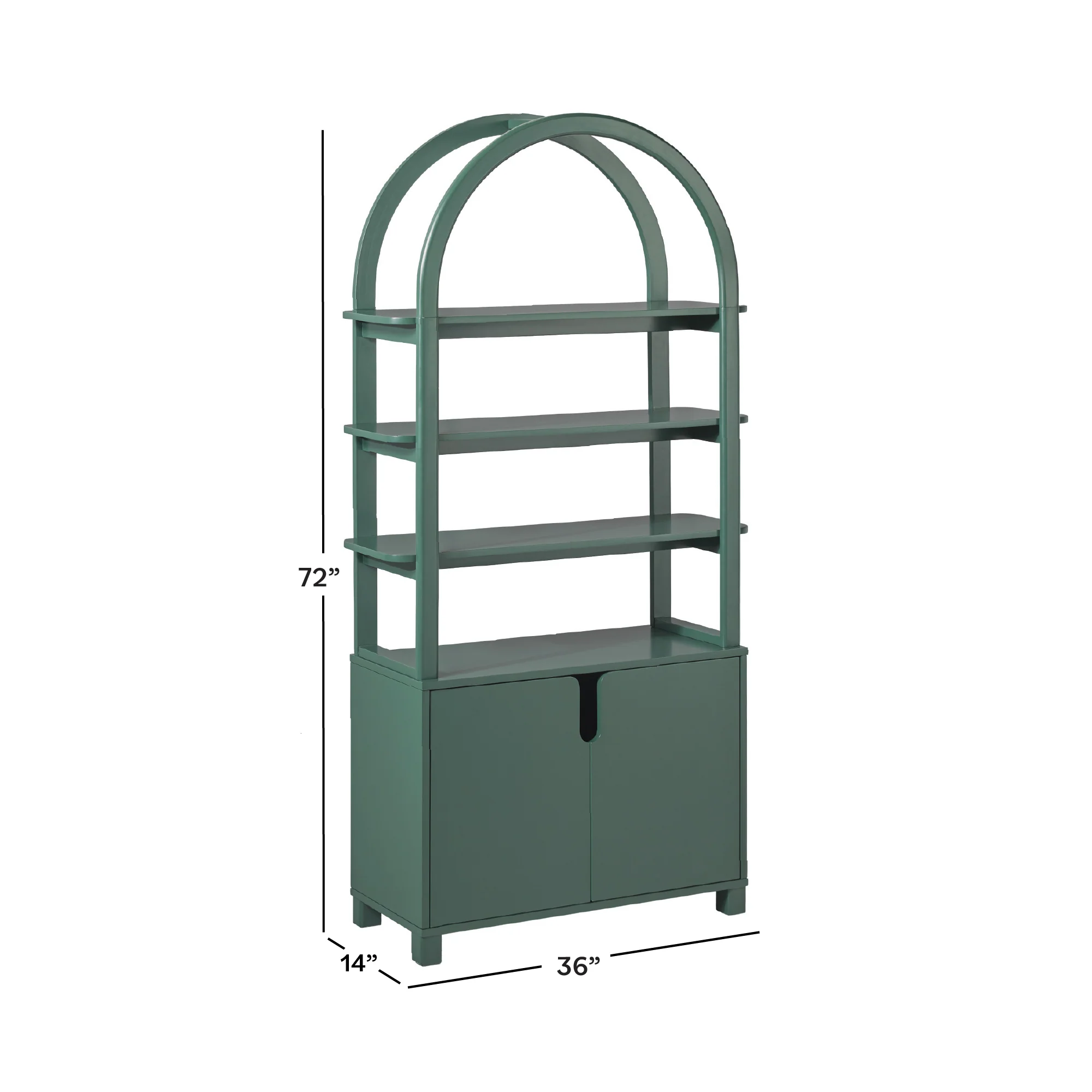 Zoey Modern Arched Wood Cabinet Storage Bookcase