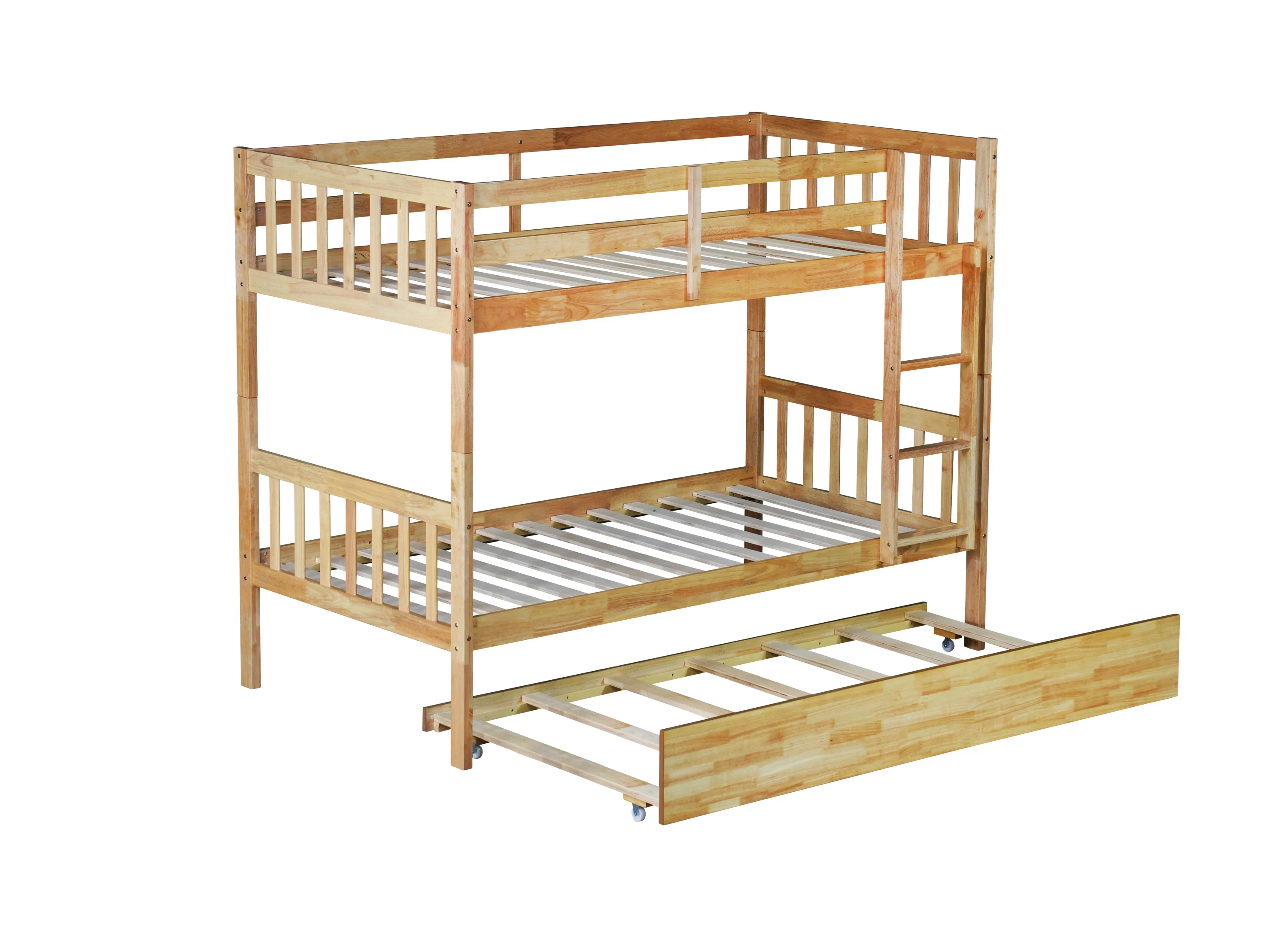 Walker Edison | Convertible Twin Over Twin Bunk Bed with Trundle with Ladder Sleeps 3