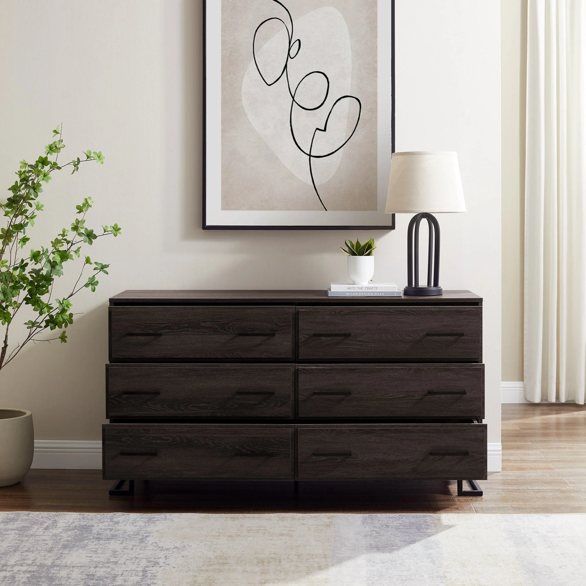 Danae Modern Wood and Metal L-Leg Dresser