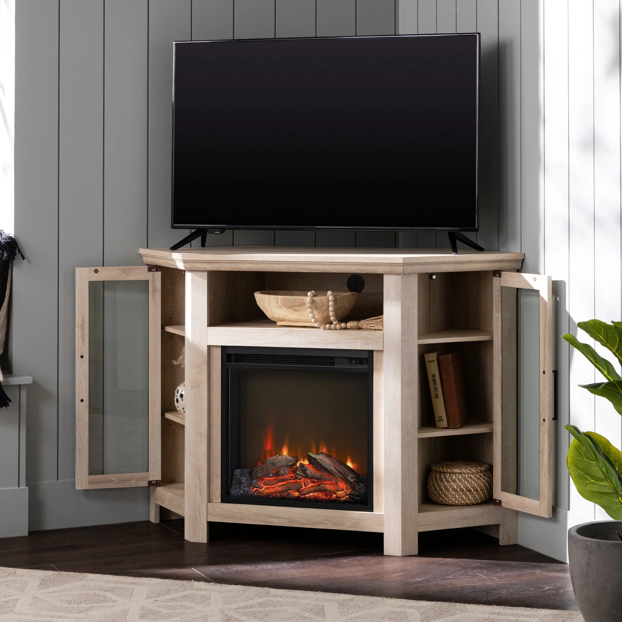 Barn 48 Wood Corner Fireplace TV Stand