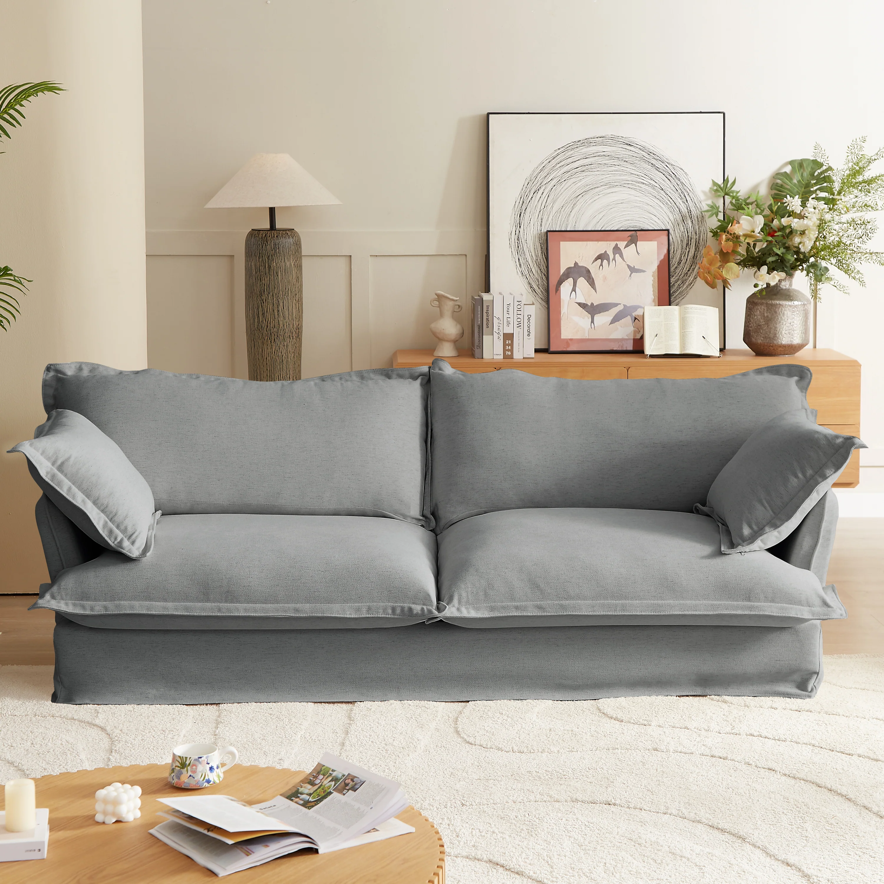Walker Edison | Modern Comfy Pillow Top Loveseat Sofa