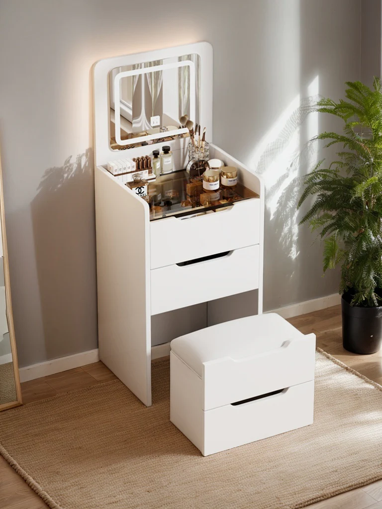 Walker Edison | White 3 in 1 Vanity Desk Set with Flip Top Mirror & Storage