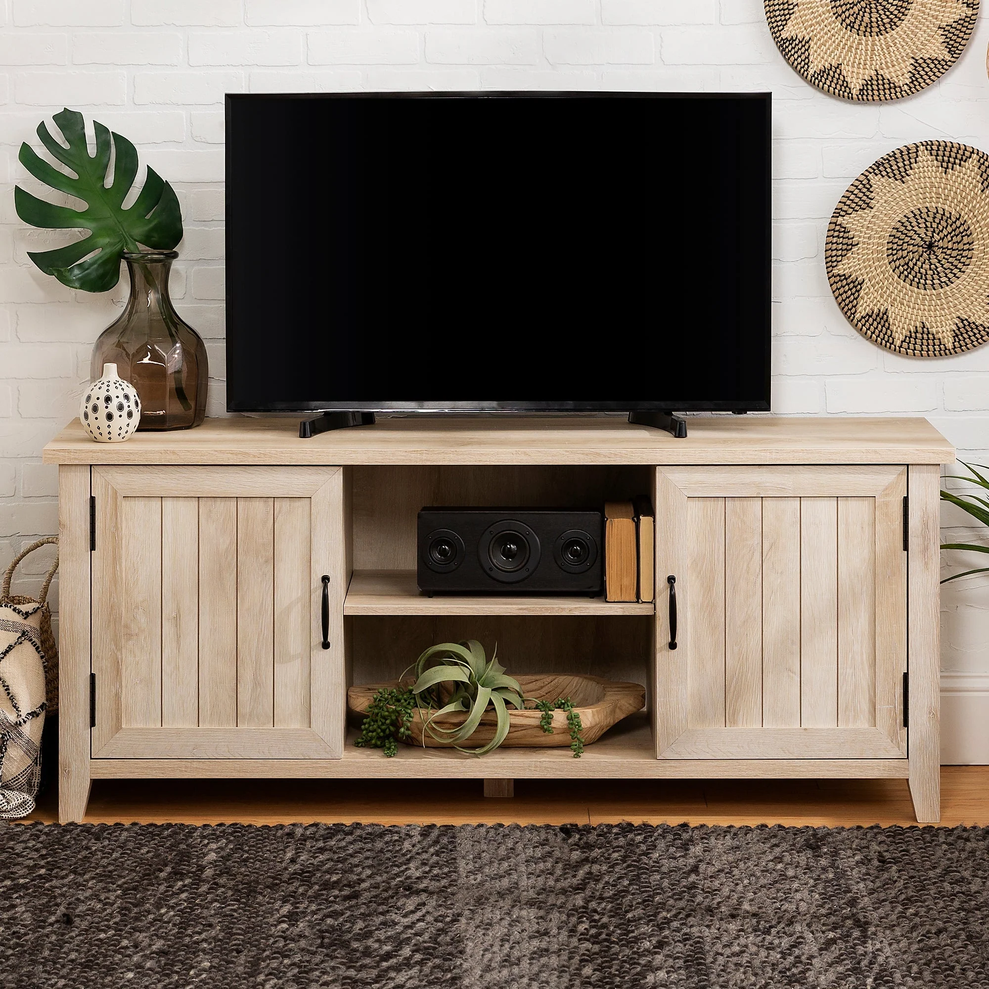Farmhouse 58 Modern Grooved 2 Door TV Stand