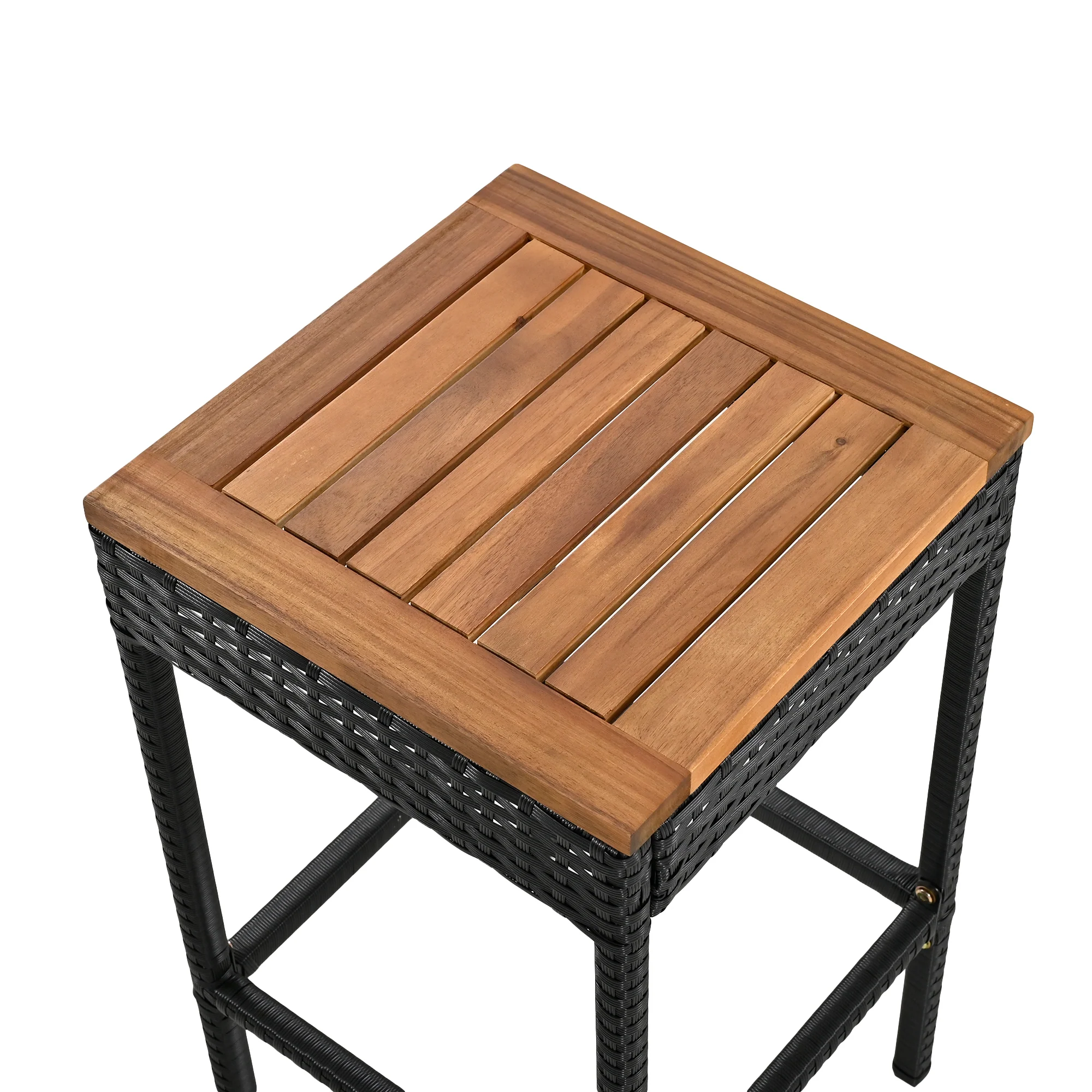 Walker Edison | Outdoor 5-Piece Acacia Wood Bar Height Table And Stool Set