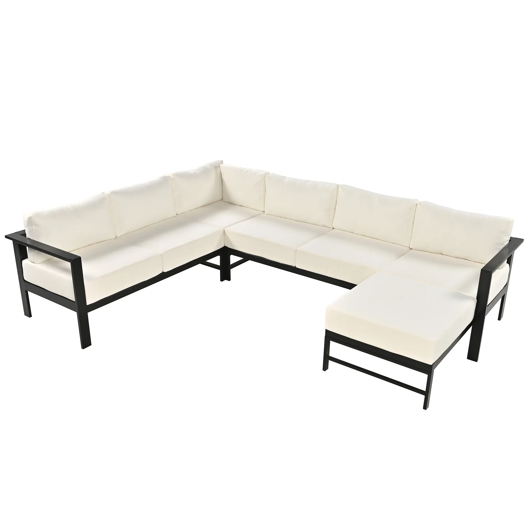 Walker Edison | Outdoor U-Shaped Sectional Sofa Set