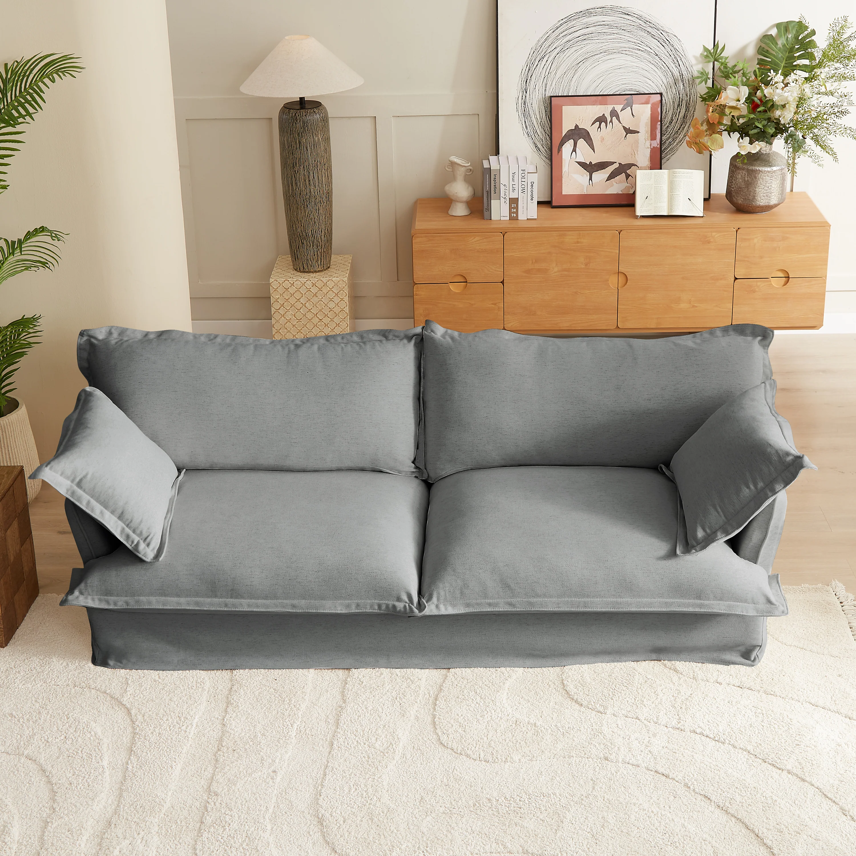 Walker Edison | Modern Comfy Pillow Top Loveseat Sofa