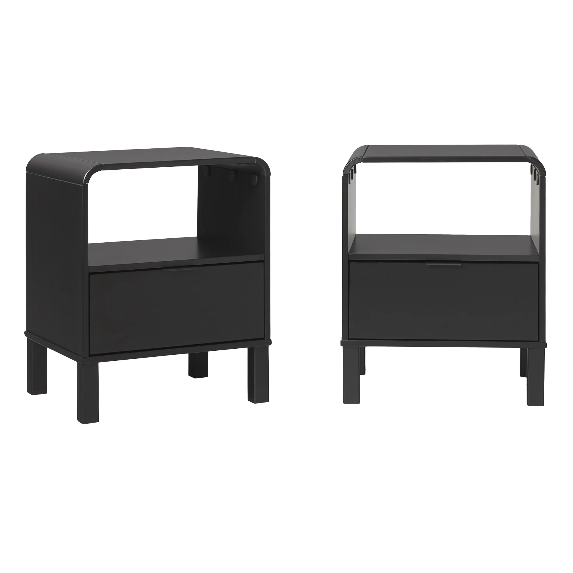 Elias Modern Curved-Frame Solid Wood Nightstand