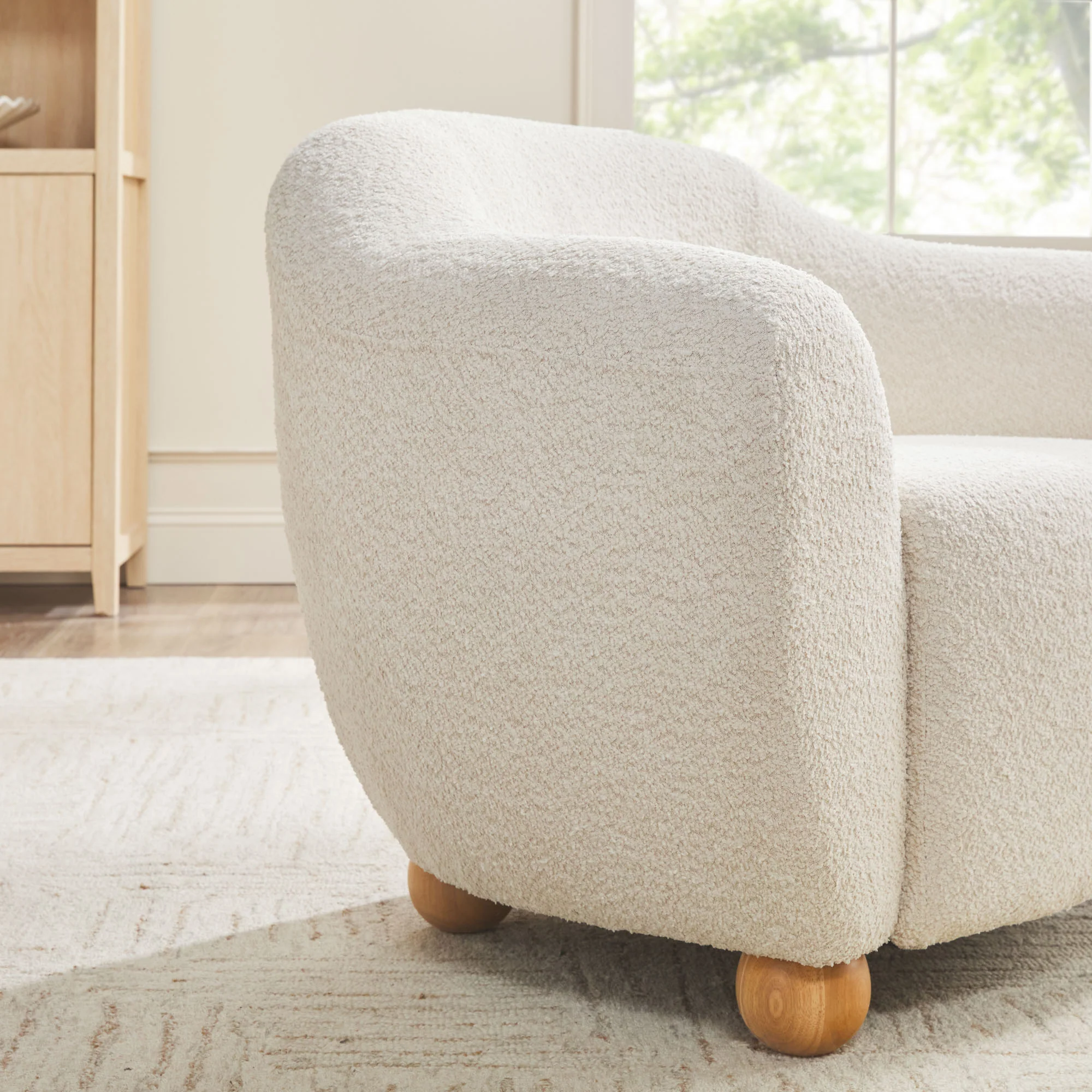 Linley Contemporary Boucle Easy Assembly Upholstered Small Accent Chair