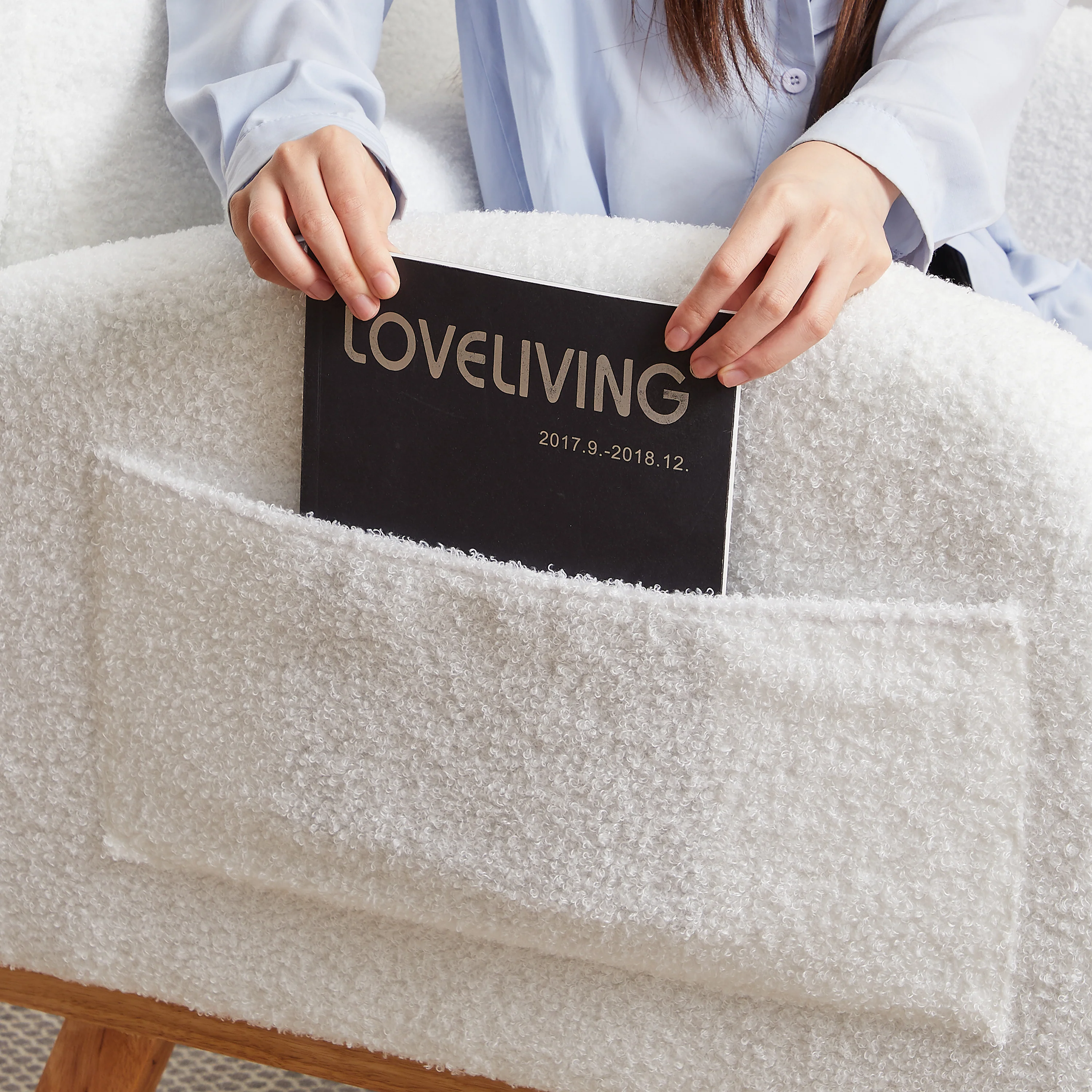 Walker Edison | Modern Boucle Lounge Arm Rocking Chair