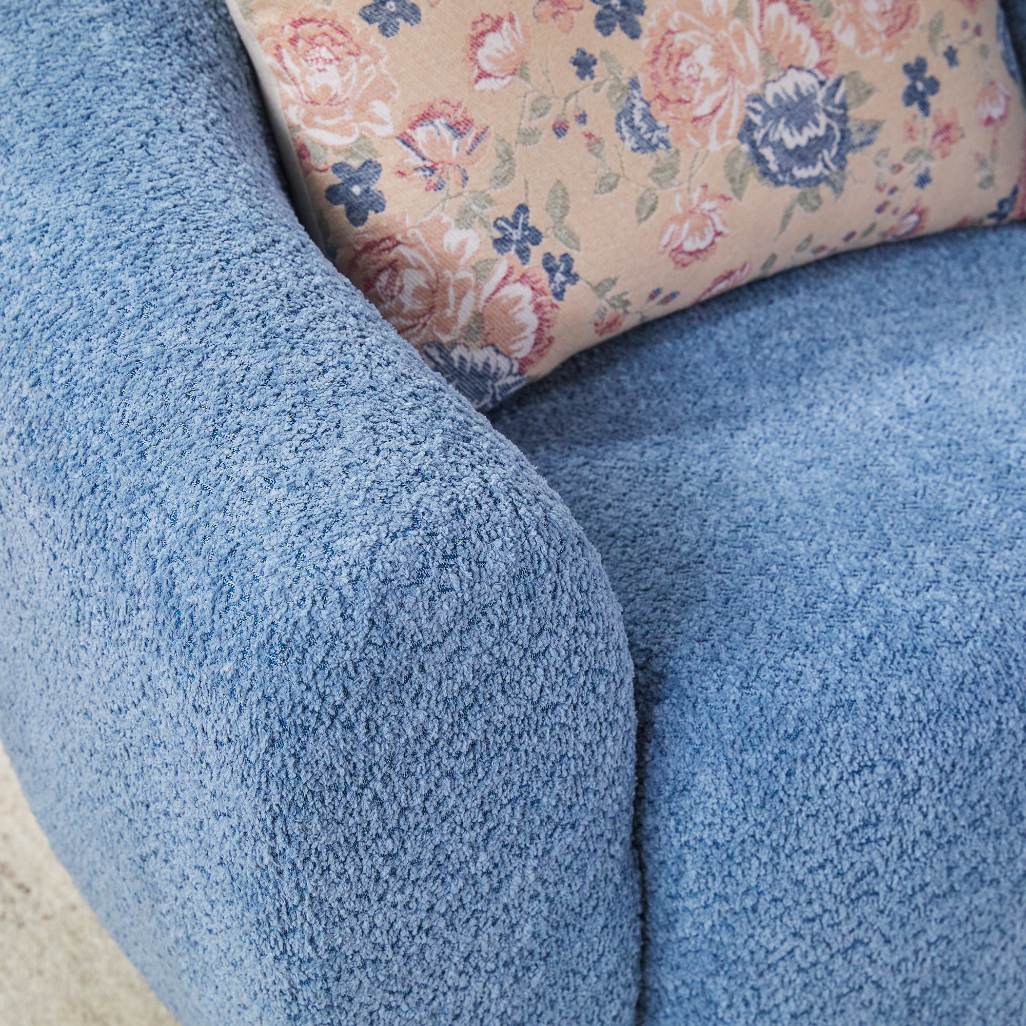 Linley Contemporary Bouclé Upholstered Accent Chair with Ottoman Set