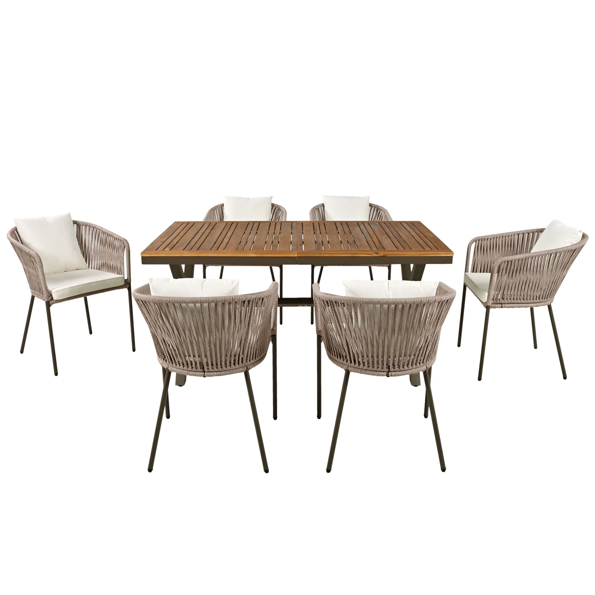 Walker Edison | Modern All-Weather Outdoor 7 Piece Patio Dining Set