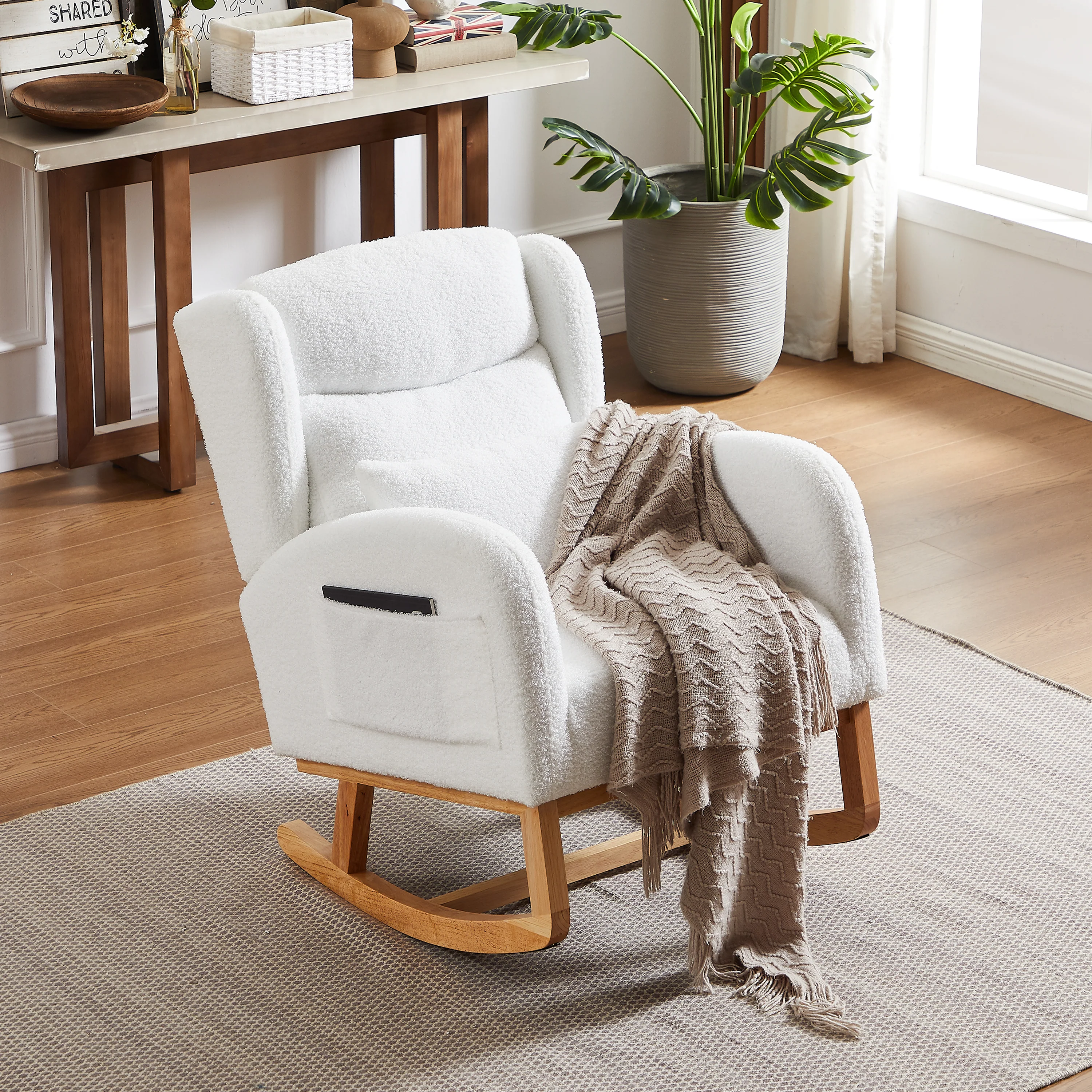 Walker Edison | Modern Boucle Lounge Arm Rocking Chair