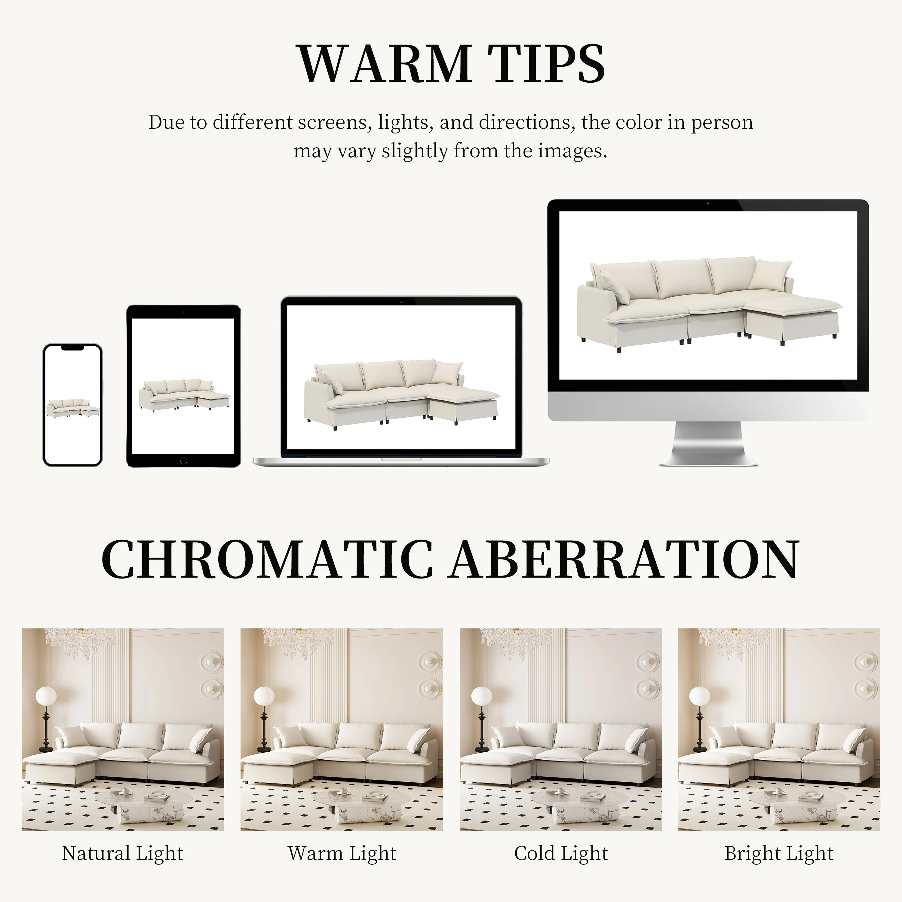 Walker Edison | Chenille Sectional Sofa with Ottoman