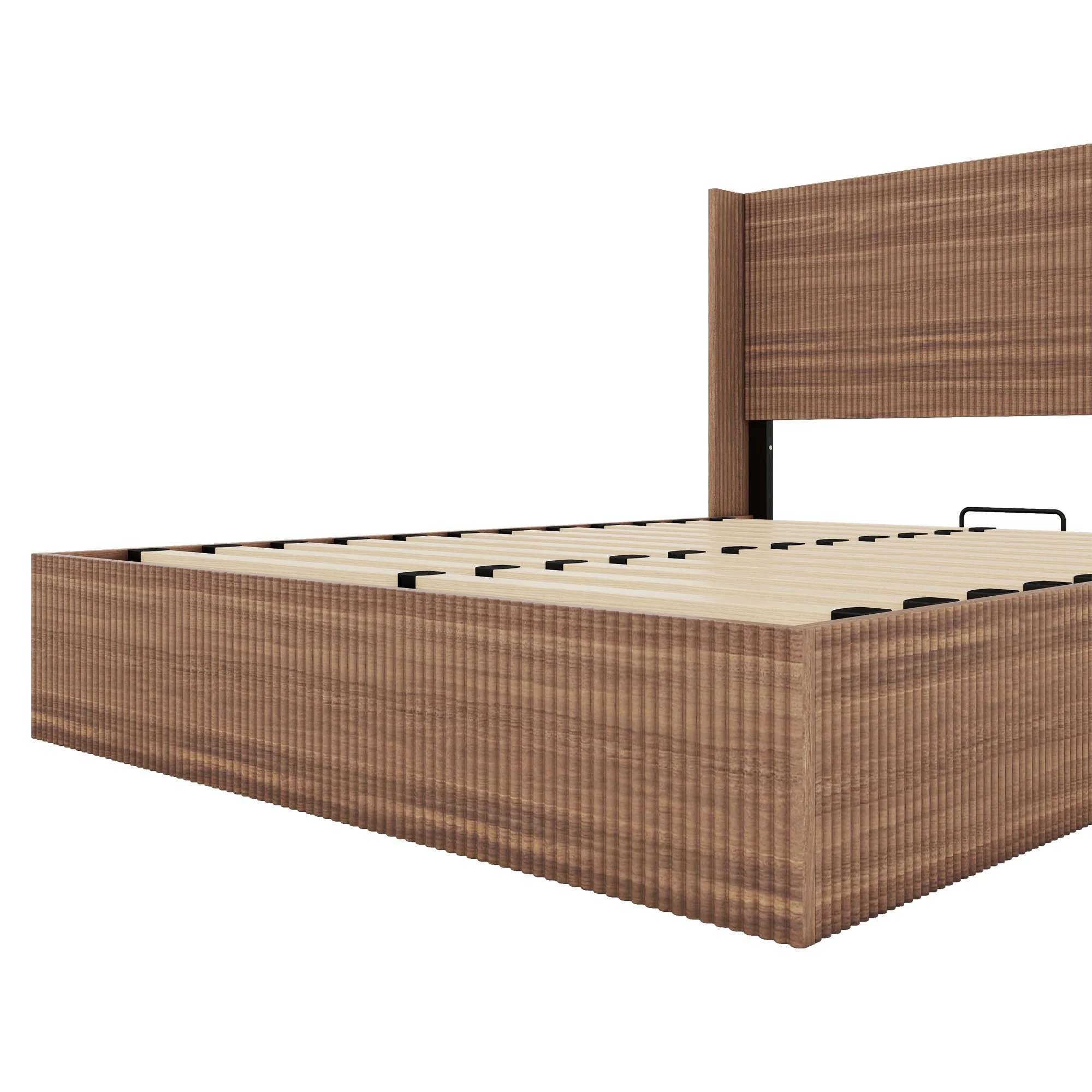 Walker Edison | Queen Modern Grooved Undulating Lift Storage Bedframe