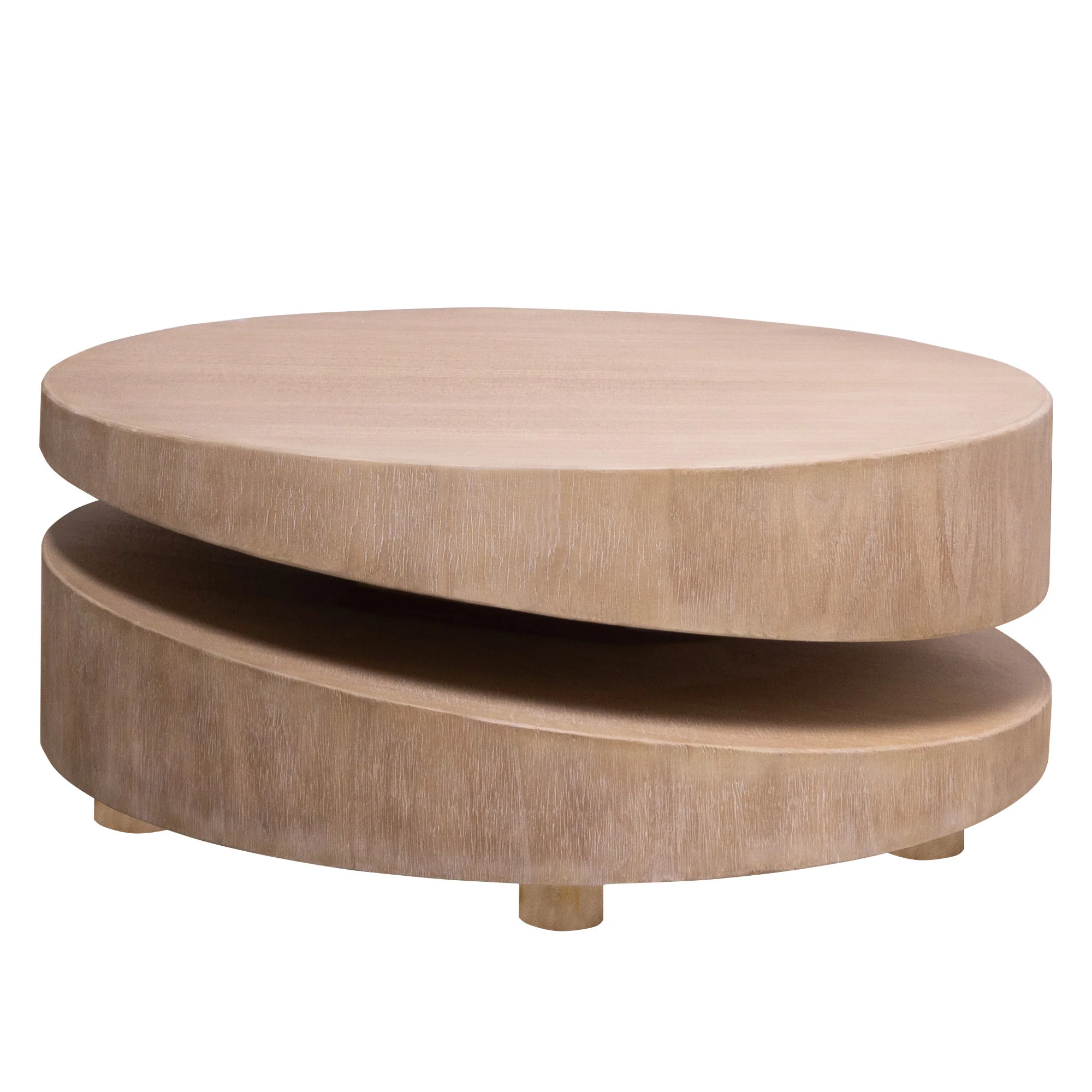 Walker Edison | Modern Natural Finish 31 in Round Wood Coffee Table