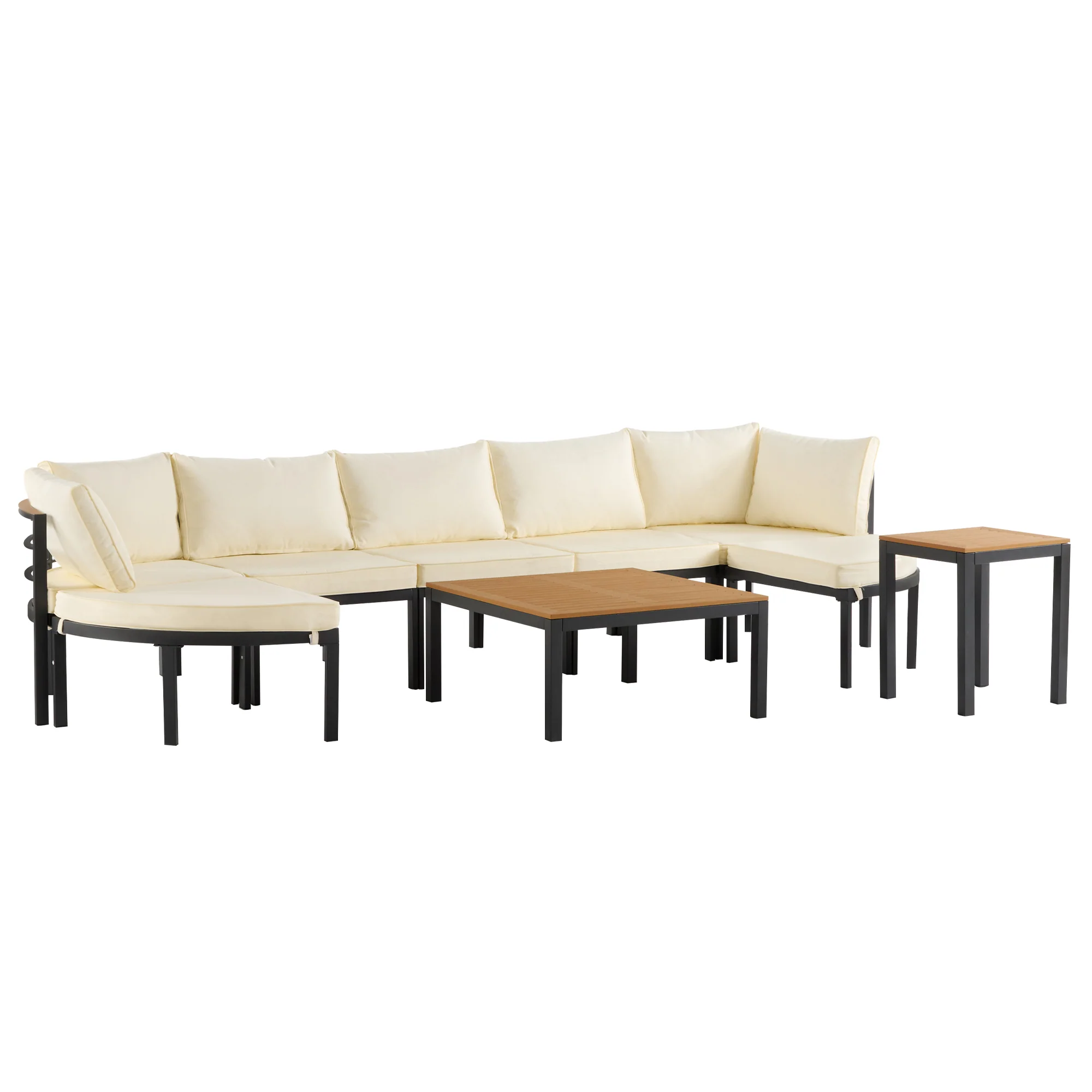 Walker Edison | Modern Outdoor Sectional Sofa Set with Tables