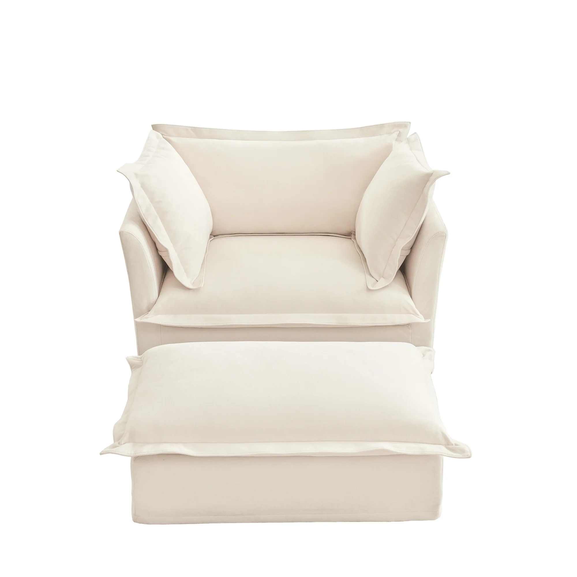 Walker Edison | Removable Slipcovered Accent Chair with Ottoman