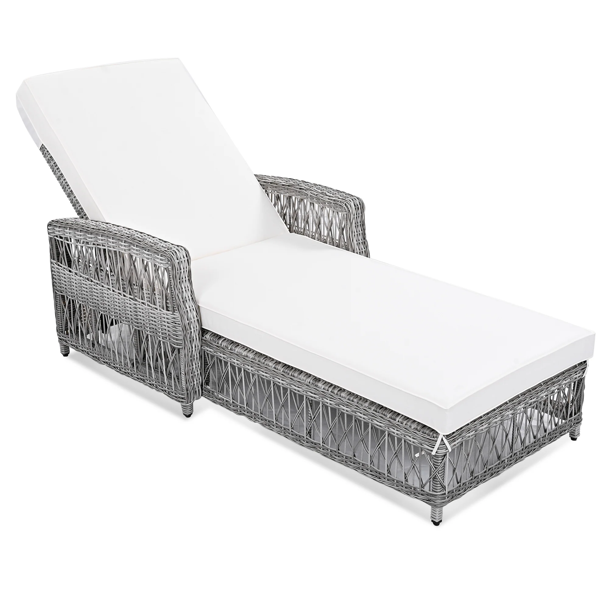 Walker Edison | Outdoor Wicker 2 Piece Lounge Reclining Chairs with Cushions
